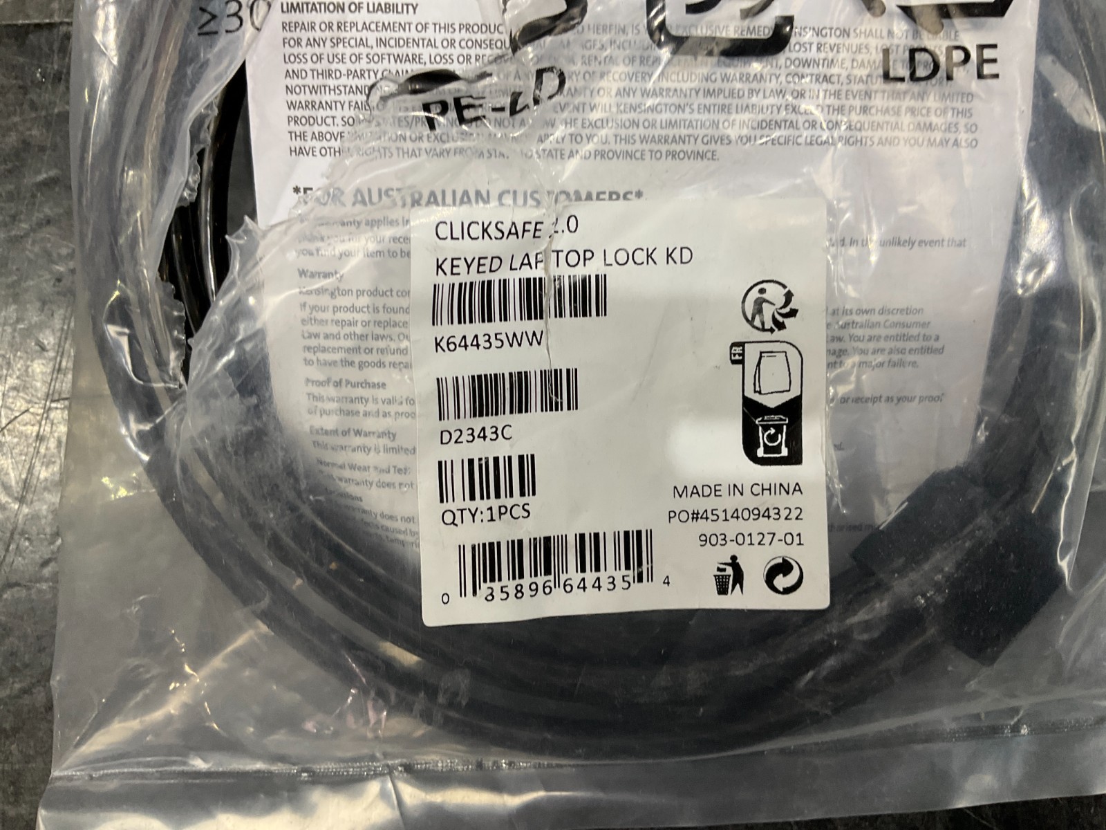 Kensington ClickSafe 2.0 Keyed Laptop Lock K64435WW ❤️️ ✅ ❤️ ✅ ❤️️ ✅ ❤️