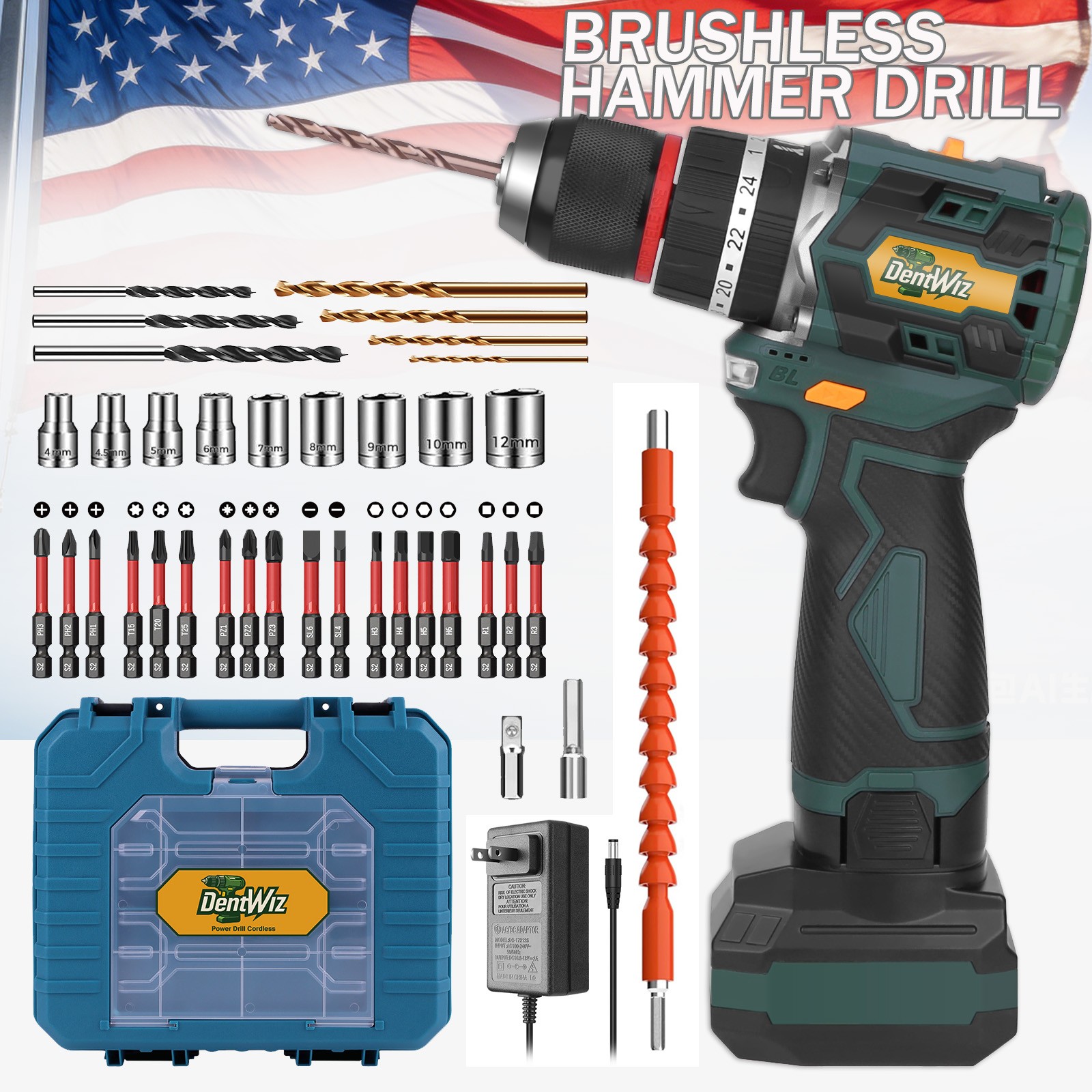DentWiz SUP02 20V Li-Ion 1/2 in. Brushless Impact Electric Drill Variable Speed