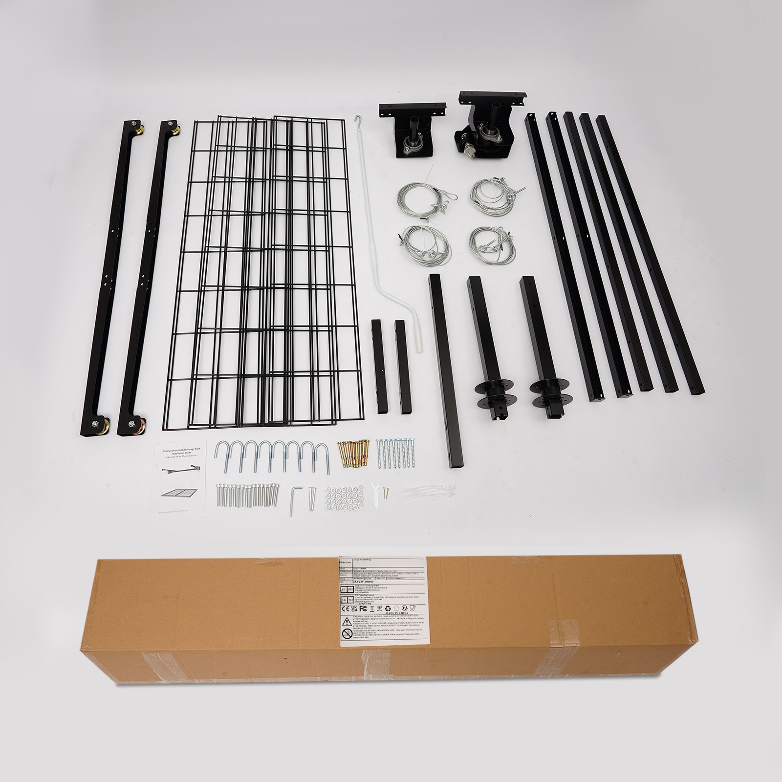 Overhead Garage Lifting Storage Rack, Garage Storage Rack, Adjustable Height Gar