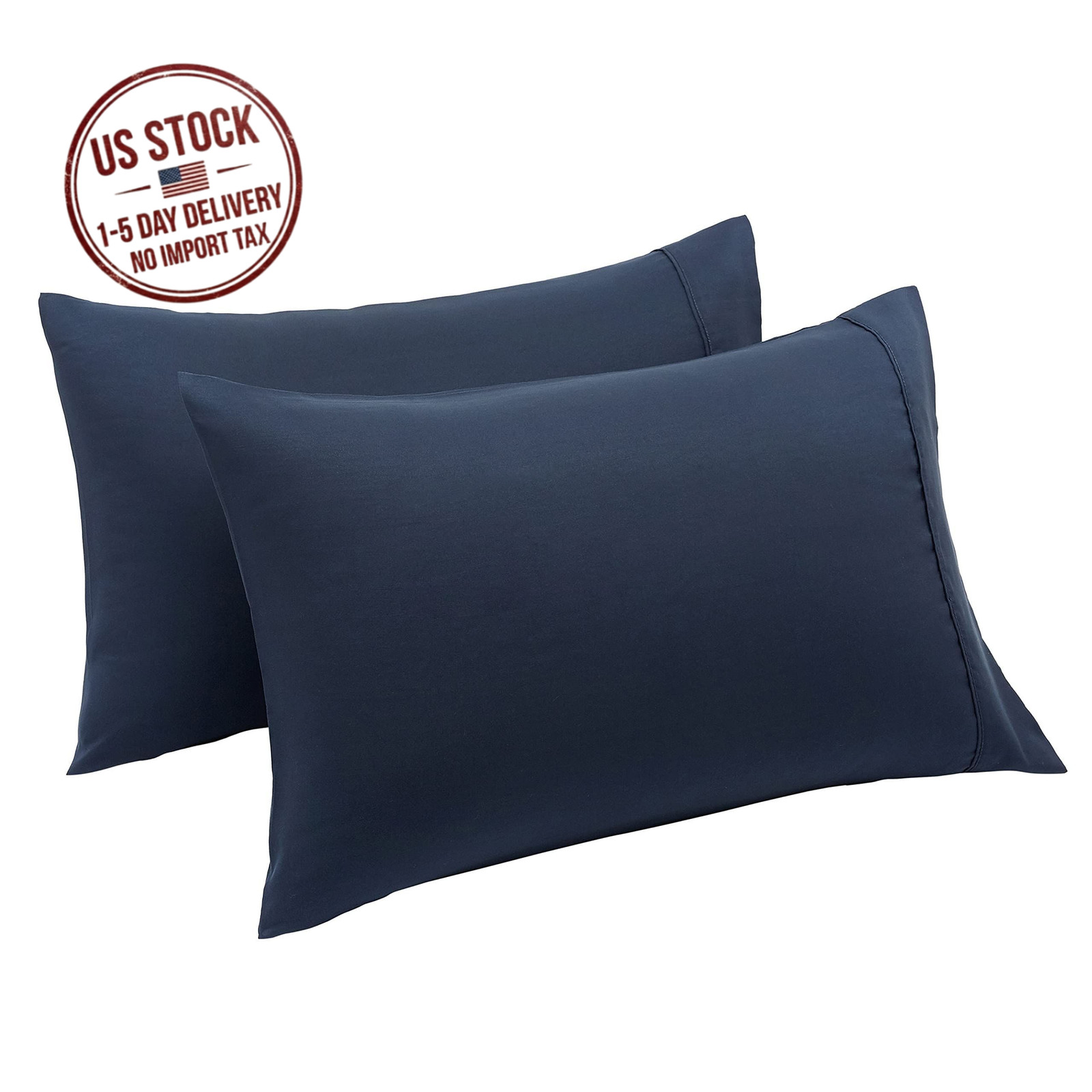 Pillowcases Set of 2 Navy Blue Microfiber 30x20 Lightweight Super Soft Easy Care