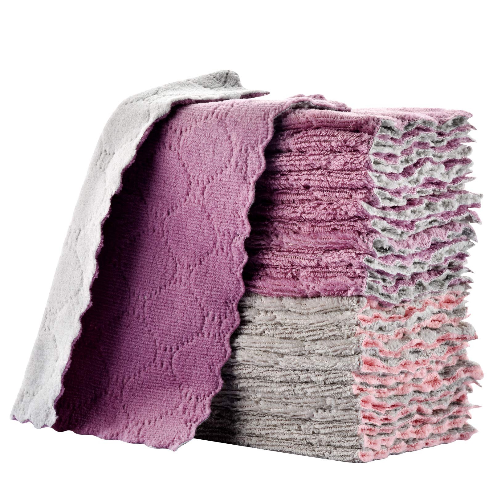 OstWony Small Reusable Cleaning Cloths,6 x 10 6x10 Inch (Pack of 15), Purple