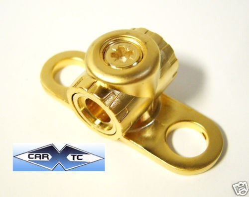 GROUND BLOCK TERMINAL 4 GAUGE - GOLD Fits 4GA POWER WIRE