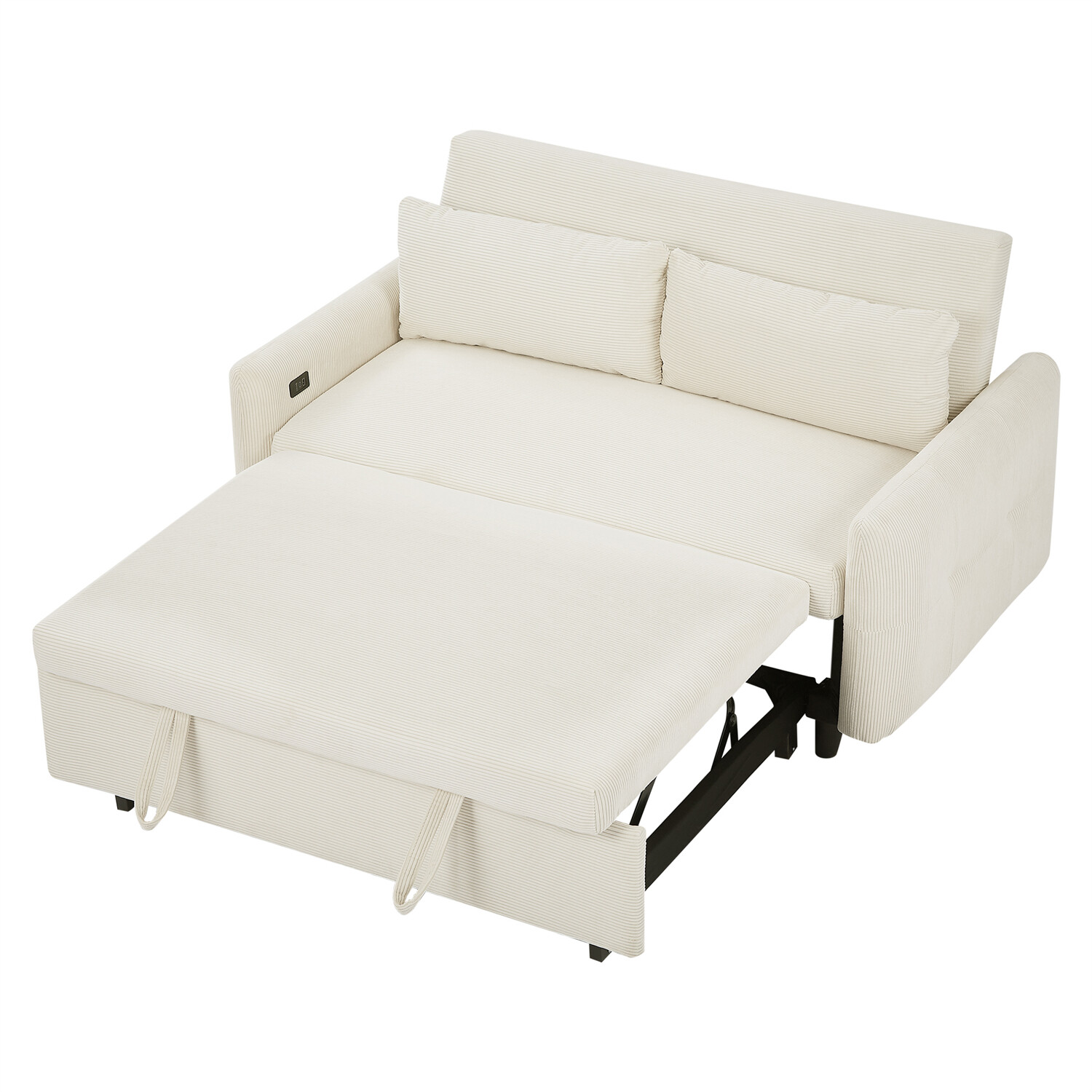Convertible Sleeper Sofa Bed Loveseat Sofa Couch w/ Pull Out Bed & USB Ports