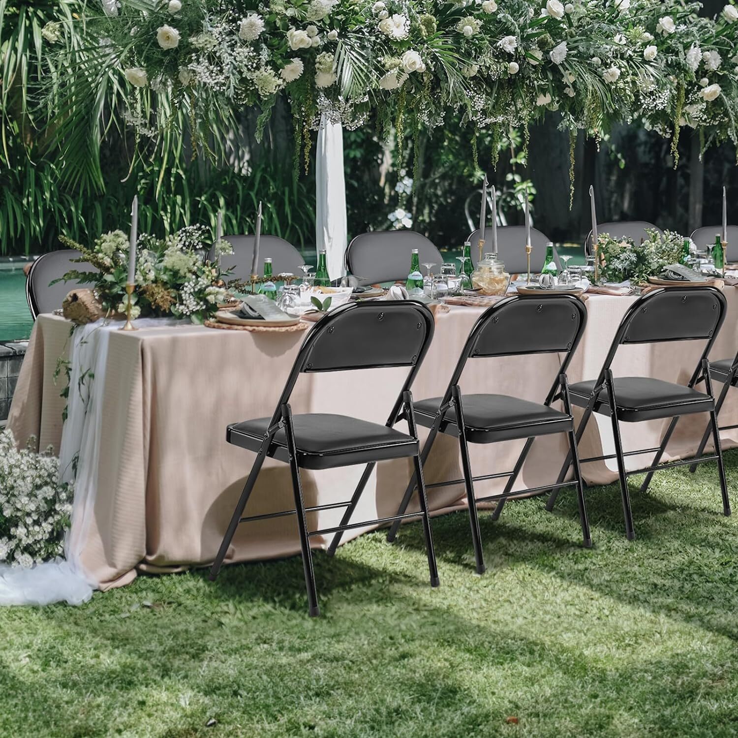 Leather Folding Chair Padded Folding Chairs Sturdy Metal Foldable Chair Outdoor