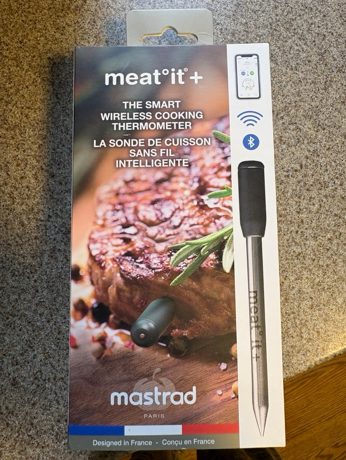 Mastrad meat•it+ Wireless Bluetooth Smart Meat Thermometer, Stainless Steel