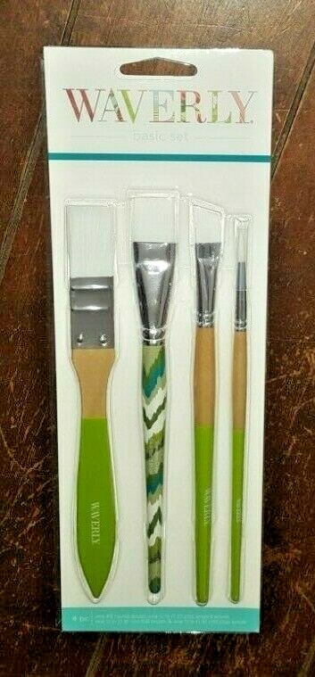 Waverly Basic Set: #6 Round, 1/2" Angled, 3/4" Flat & 3/4" Chip Brushes - #36423