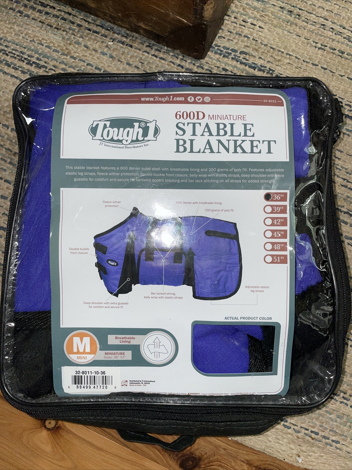 Tough 1 Miniature Horse Winter Stable Blanket BellyWrap 600D Purple 36” NEW