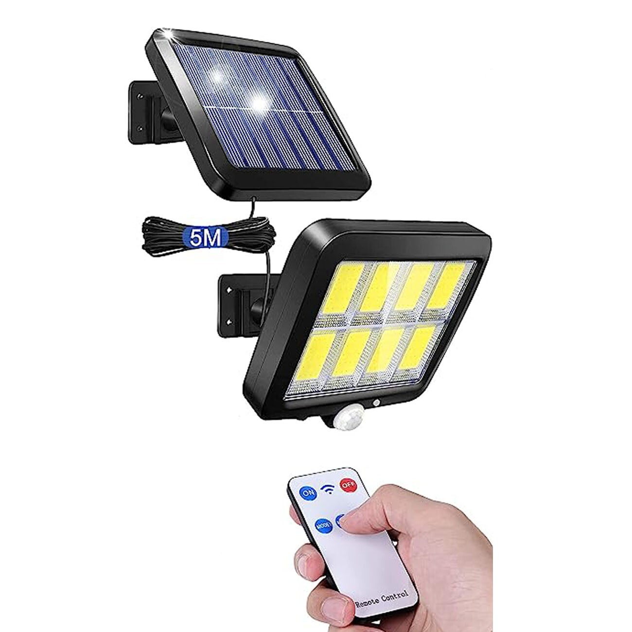 2PCS Solar Wall Light LED Motion Sensor Outdoor Bright Flood Street Lamp 3 Modes