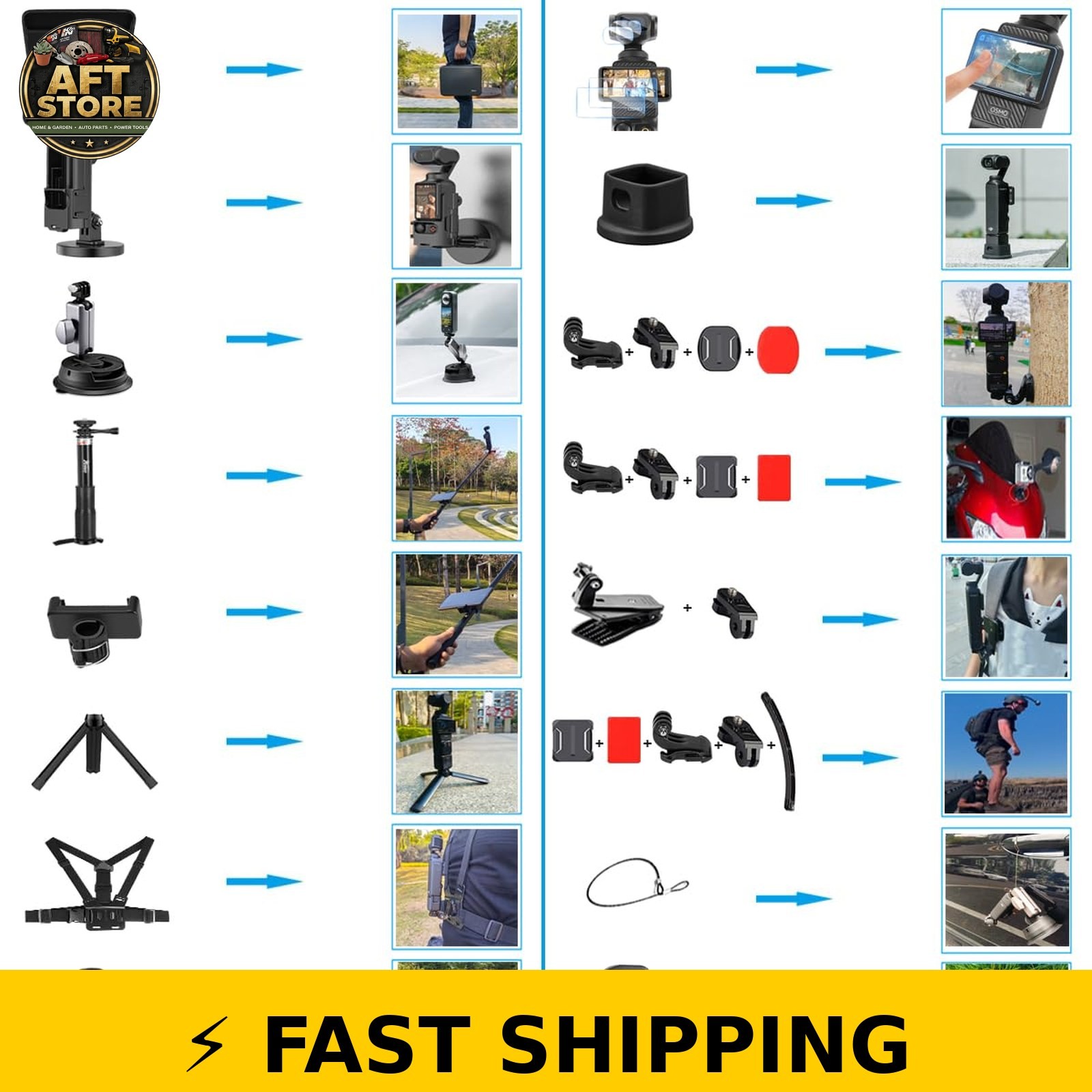 Husiway Accessories Kit for DJI Osmo Pocket 3/4 - Complete Bundle