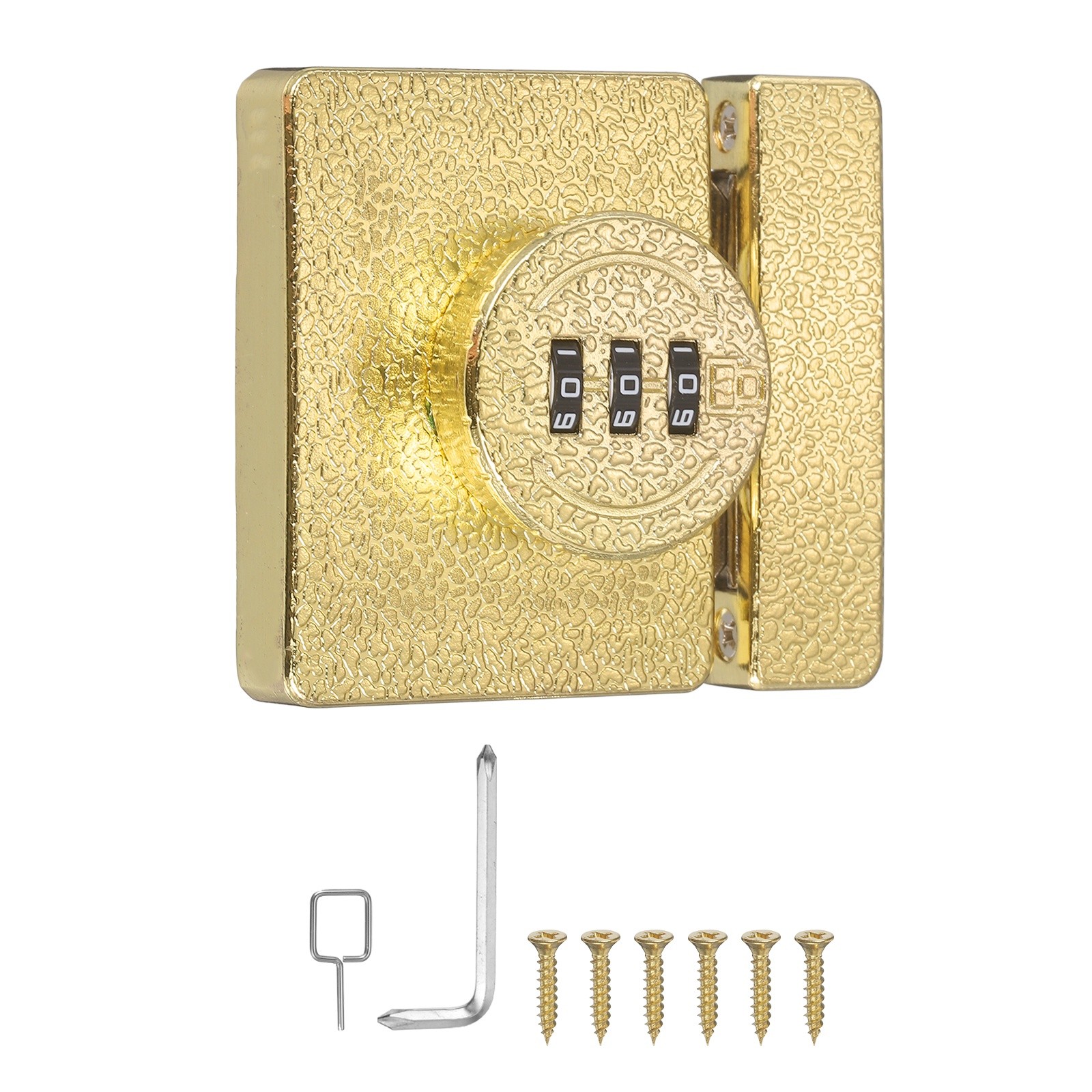 Combination Cabinet Lock 3 Digit Keyless Password Rotary Hasp Locks Gold