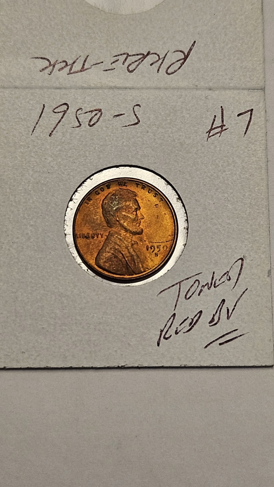 wheat penny 1950S LINCOLN CENT TONED RED BU 1950-S NICE RED UNC LUSTER LOT #7