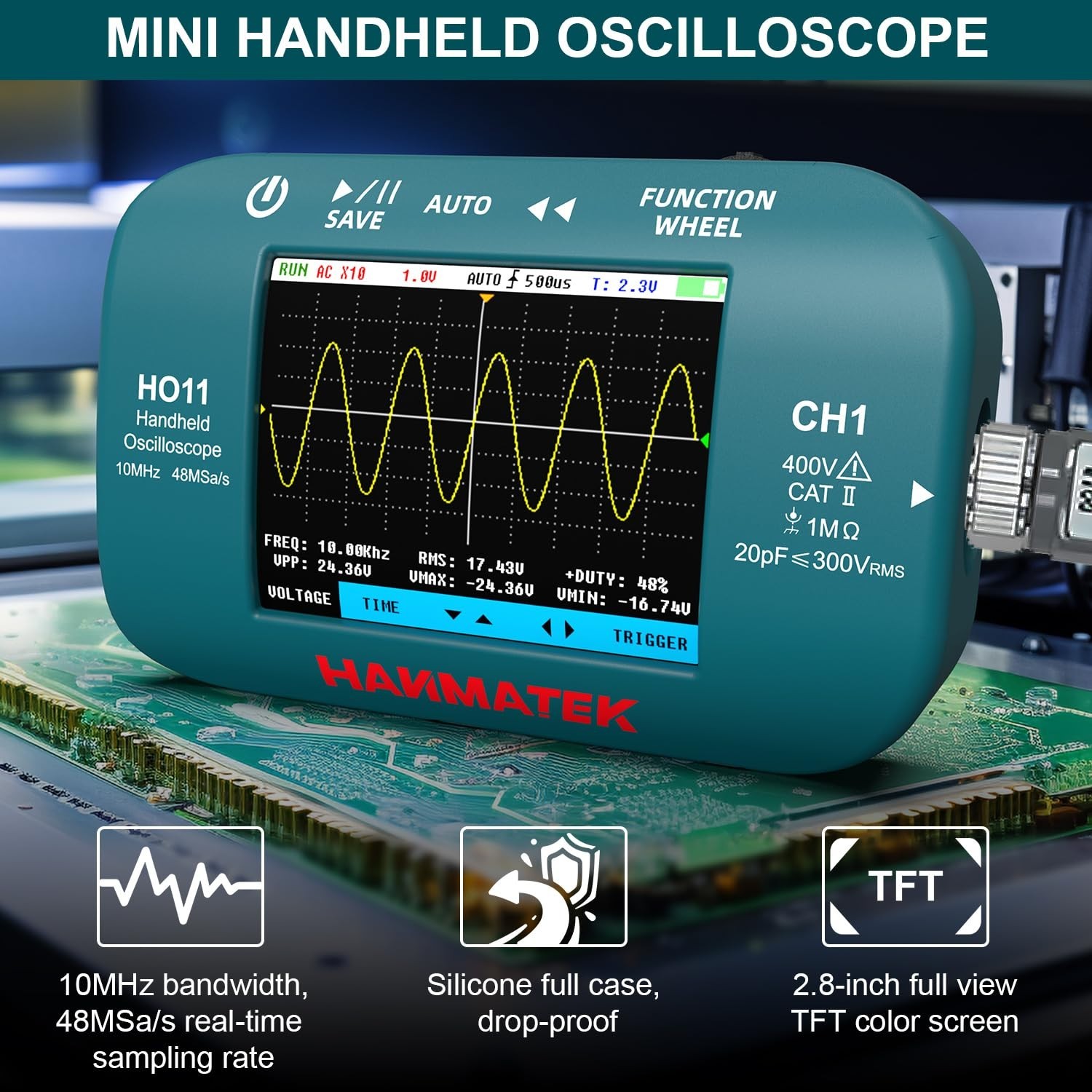 Portable 10MHz Oscilloscope with 2.8” TFT Display and Advanced Trigger System