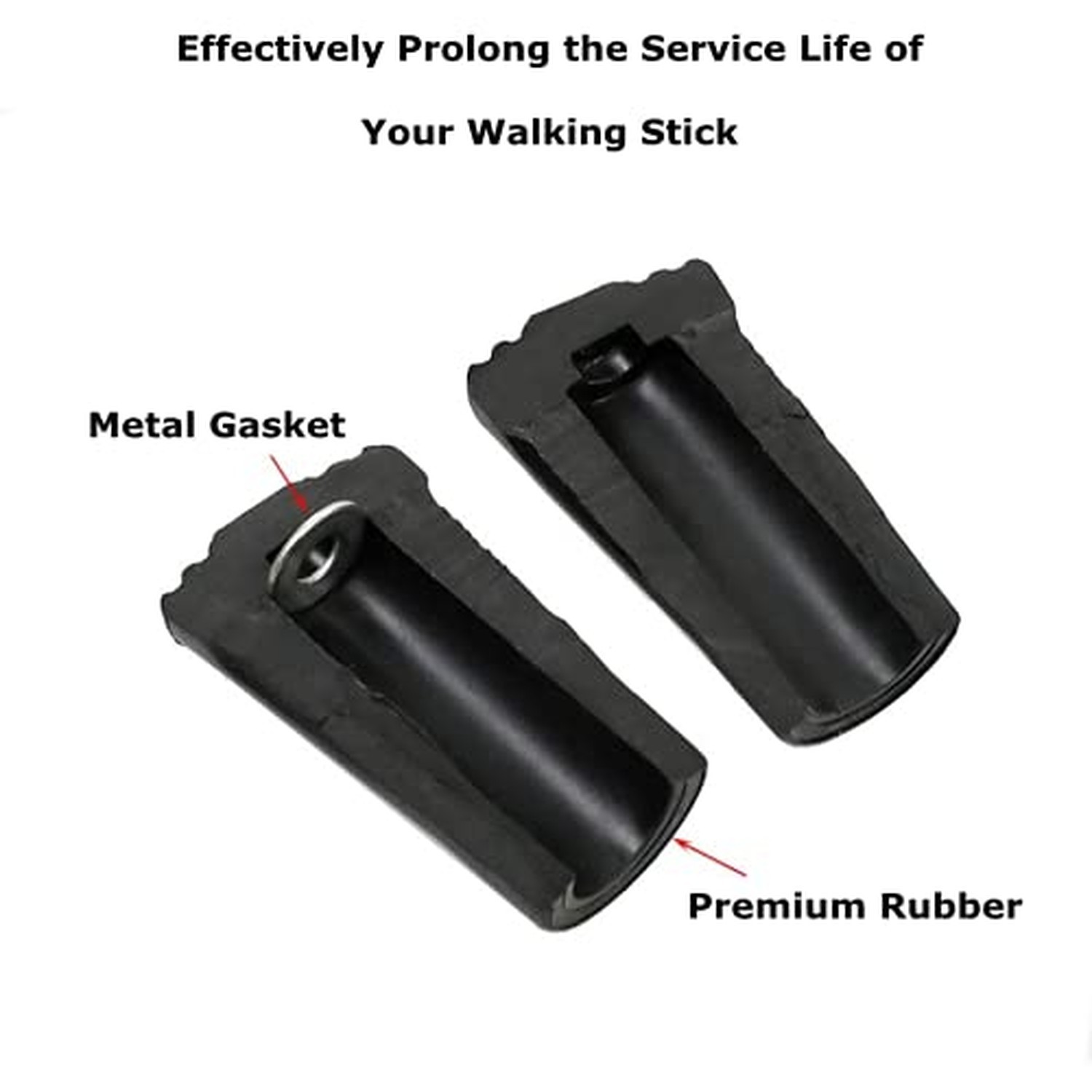 Walking Stick Tips Rubber 4pcs Trekking Pole Tips Replacement- Rubber Feet fo...