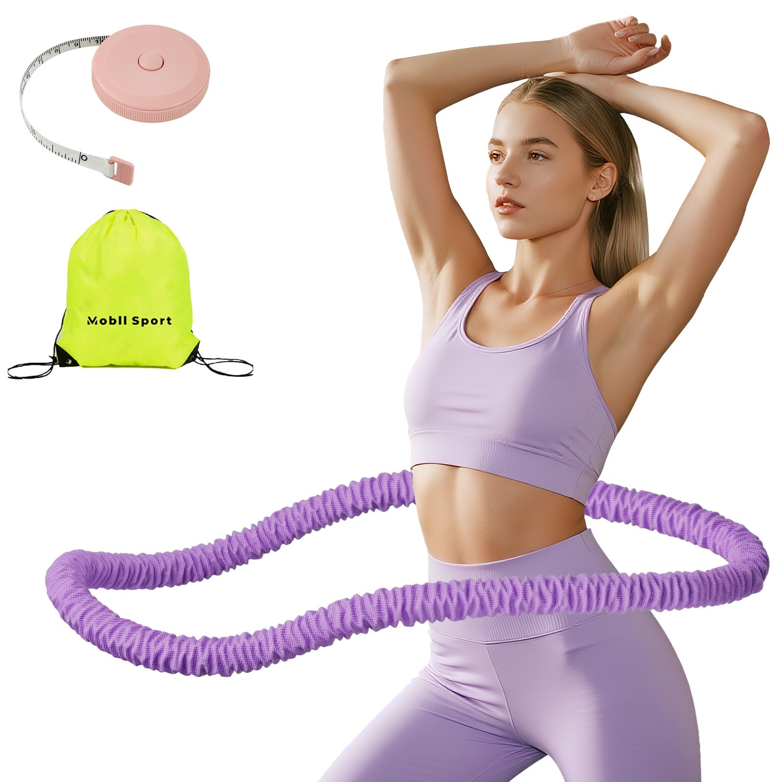 mobllsport Upgraded Weighted Hoop for Adults - 3.3lb Soft Spring Fitness Hoop fo