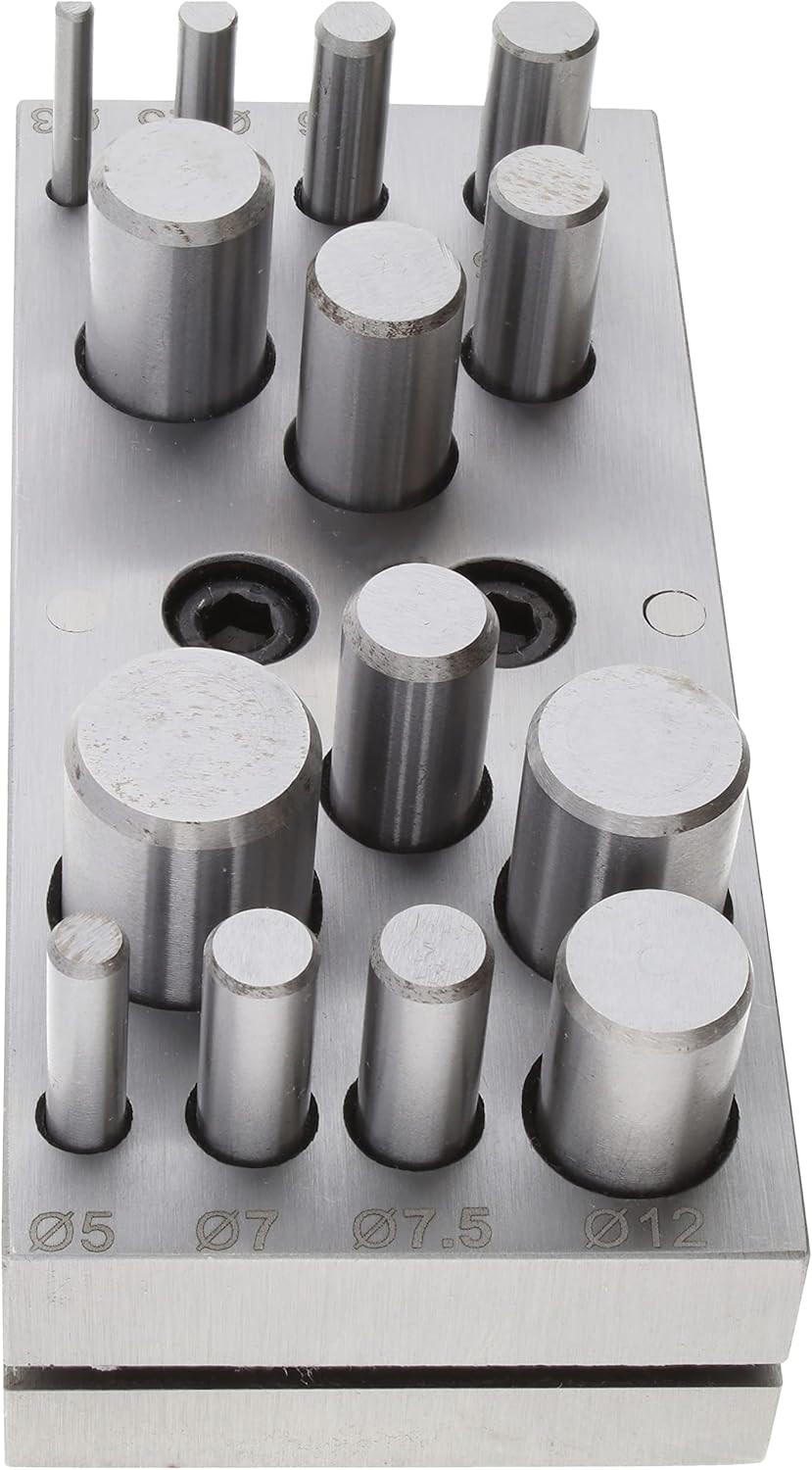 Steel Circle Disc Cutter Set with 14 Punches and Die. Tool for Cutting Accurate