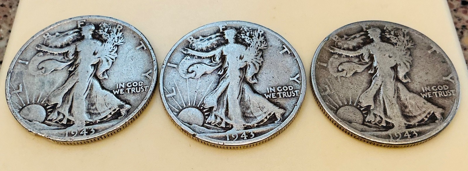 1943 P D S Walking Liberty Half Dollar Circ Collection Set Lot 90% Silver #16