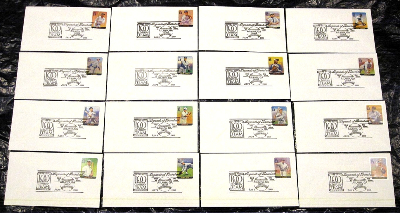 JULY 6 2000 LEGENDS OF BASEBALL 100 ALL CENTURY TEAM 16 FIRST DAY ISSUES