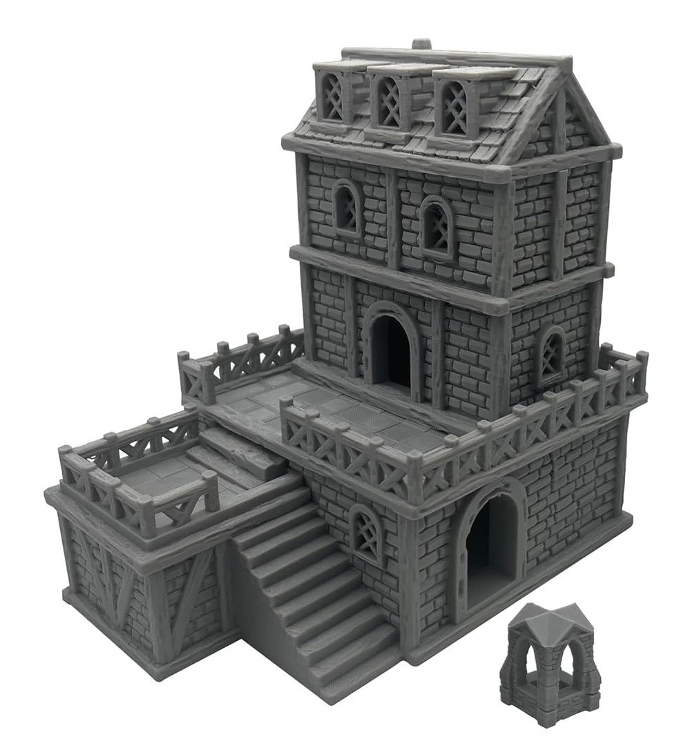 Middle Ages Medieval Architectural Terrain Set for 18-28mm Miniatures, 6"x4"x3"