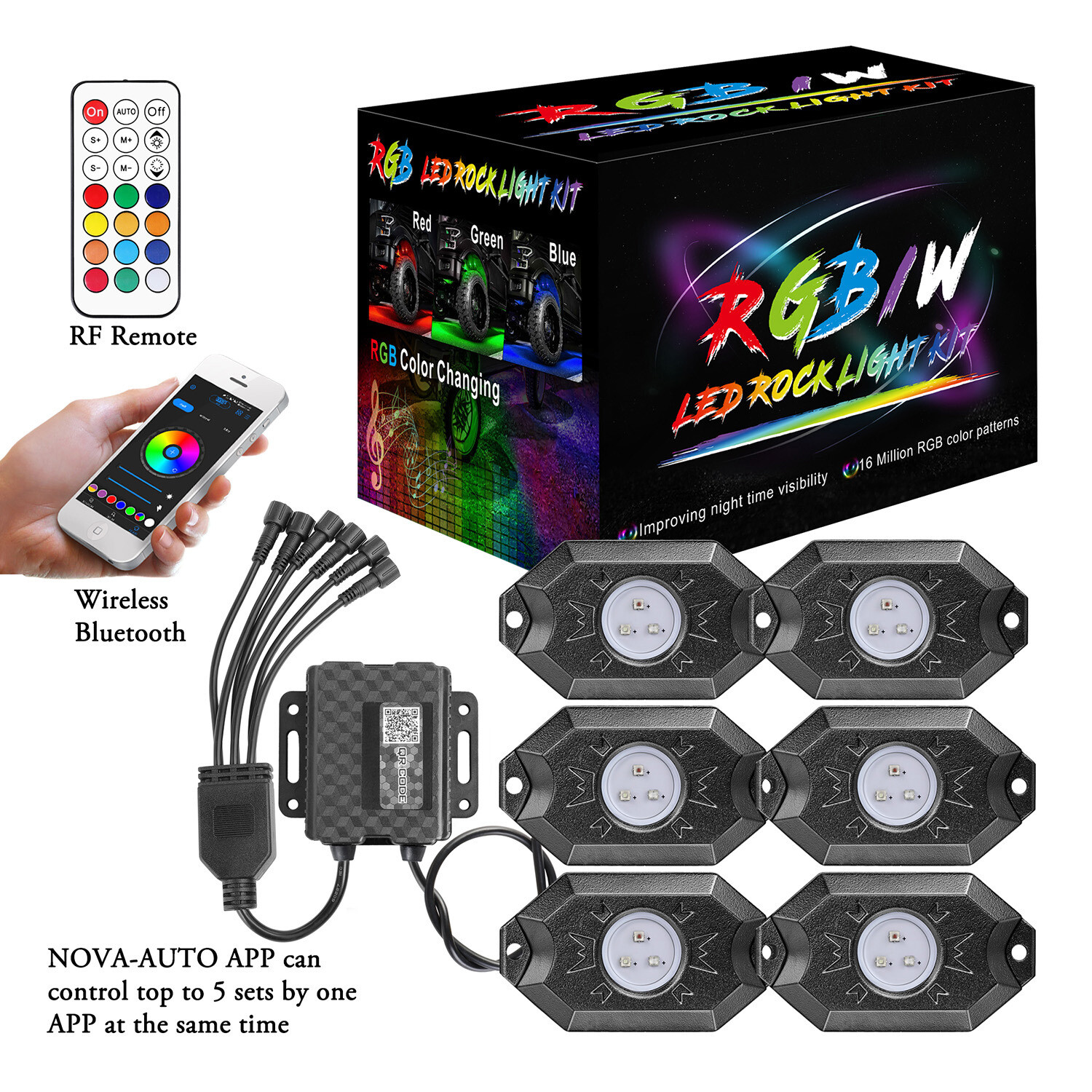 For Yamaha YXZ1000R UTV Wireless 8 Pods RGB LED Rock Lights Underbody APP Remote