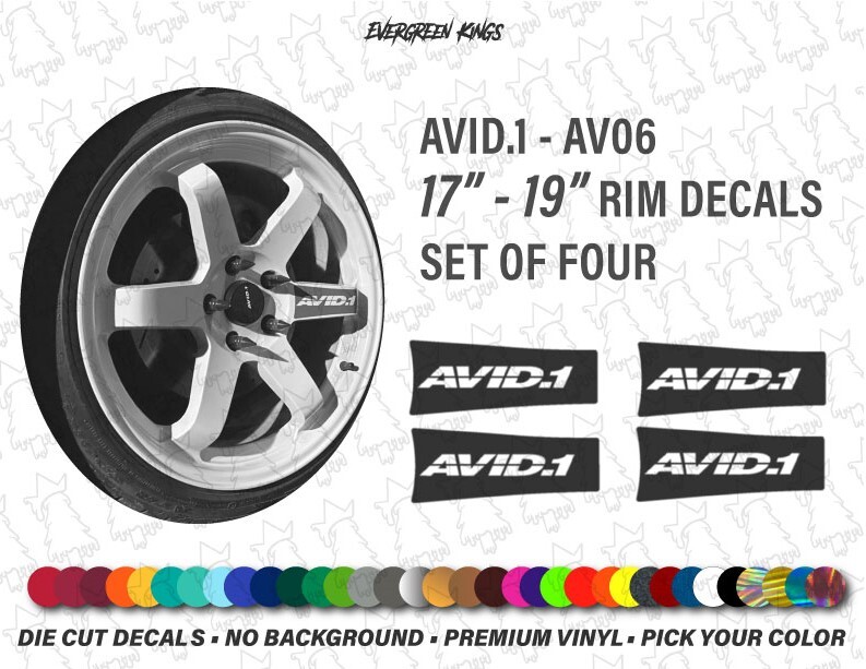 AVID.1 Rim Decals for 17 18 19" inch AVID 1 AV06 Wheel Spoke Stickers - SET OF 4
