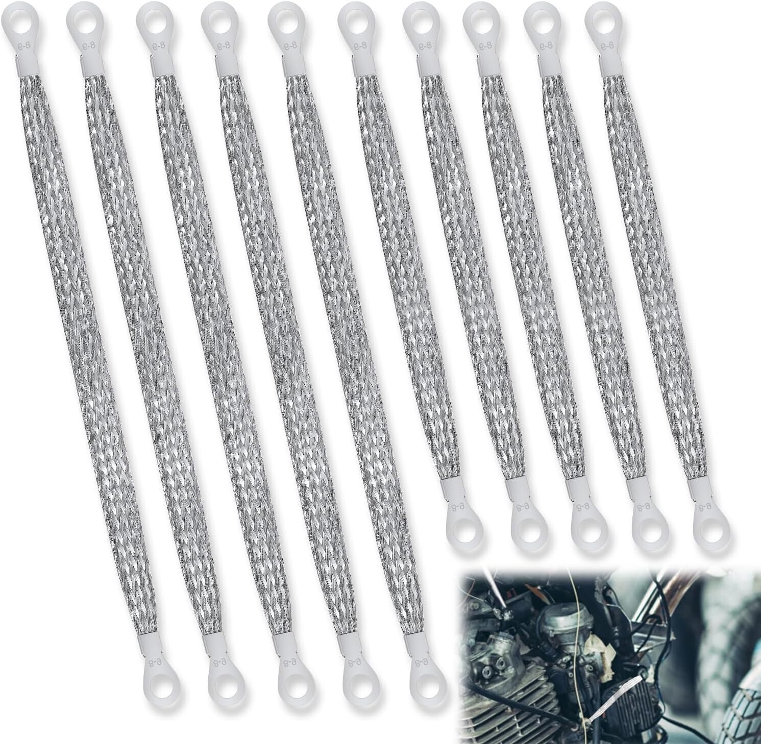 10pcs Braided Copper Ground Straps – Essential Kit for Automotive Applications