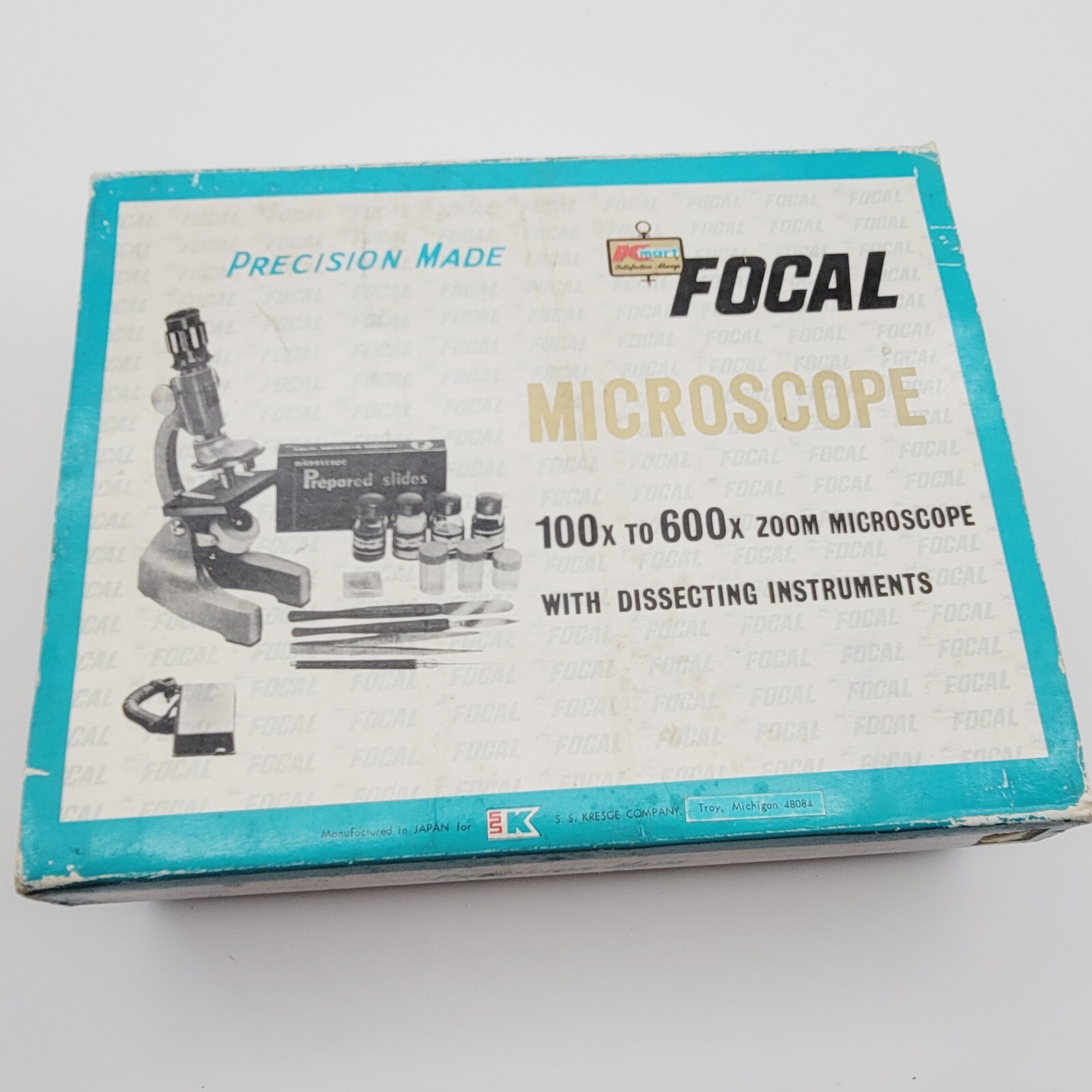 Vintage Focal Microscope Kmart 100x 600x Zoom Precision Made Japan