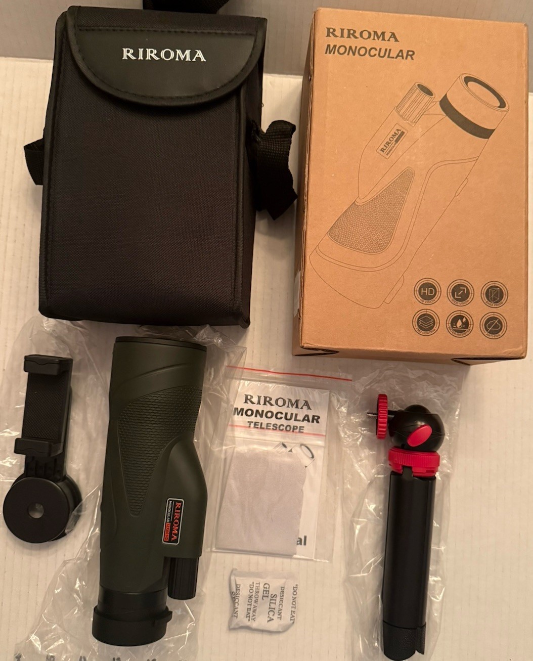 Monocular Telescope with Smartphone Adapter and Tripod 12x60 HD