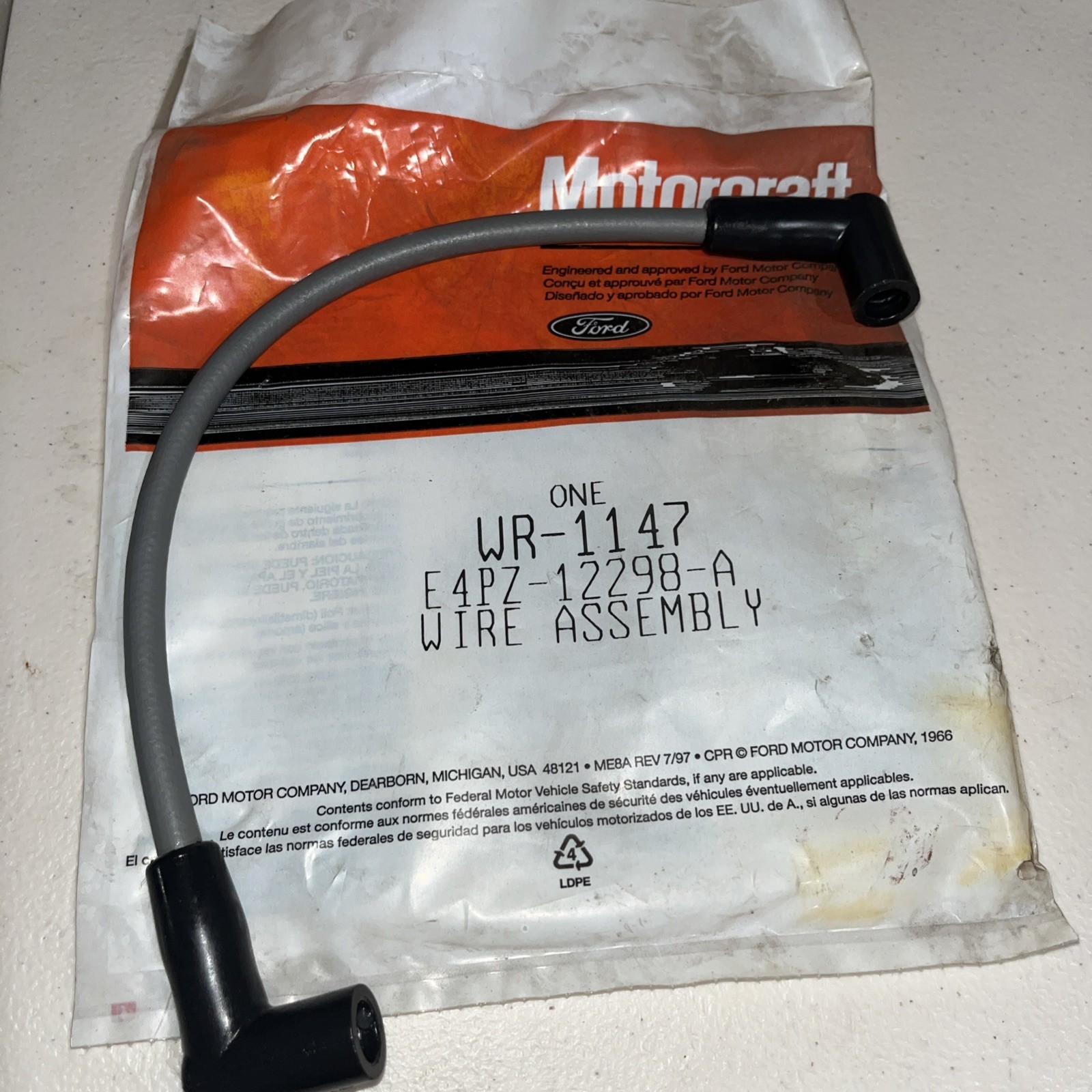 Genuine Ford E4PZ-12298-A Coil Wire Motorcraft WR-1147 NEW Free Shipping
