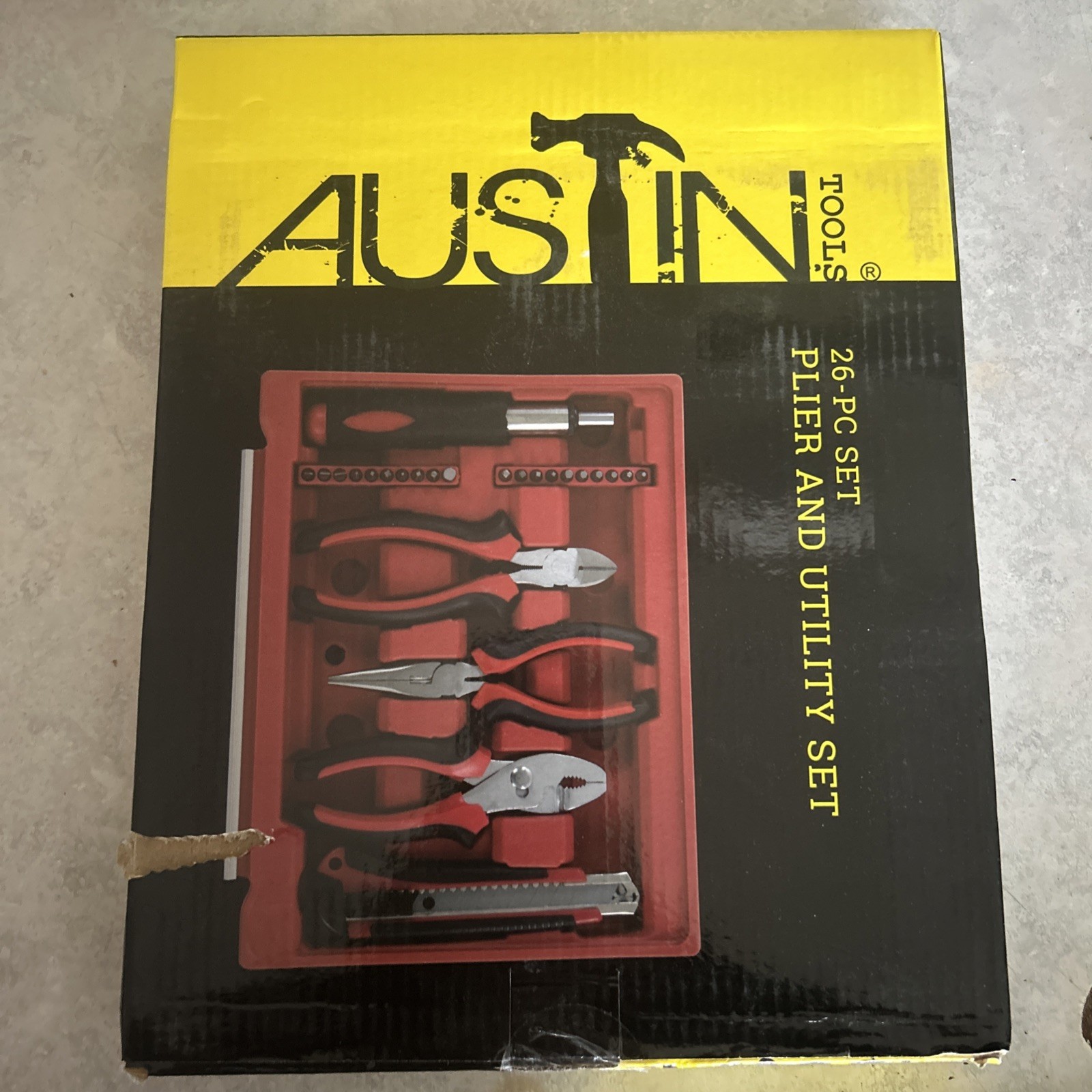 Austin Tools 26-Piece Plier And Utility Set NEW In Box. 20 Bits 6 Tools