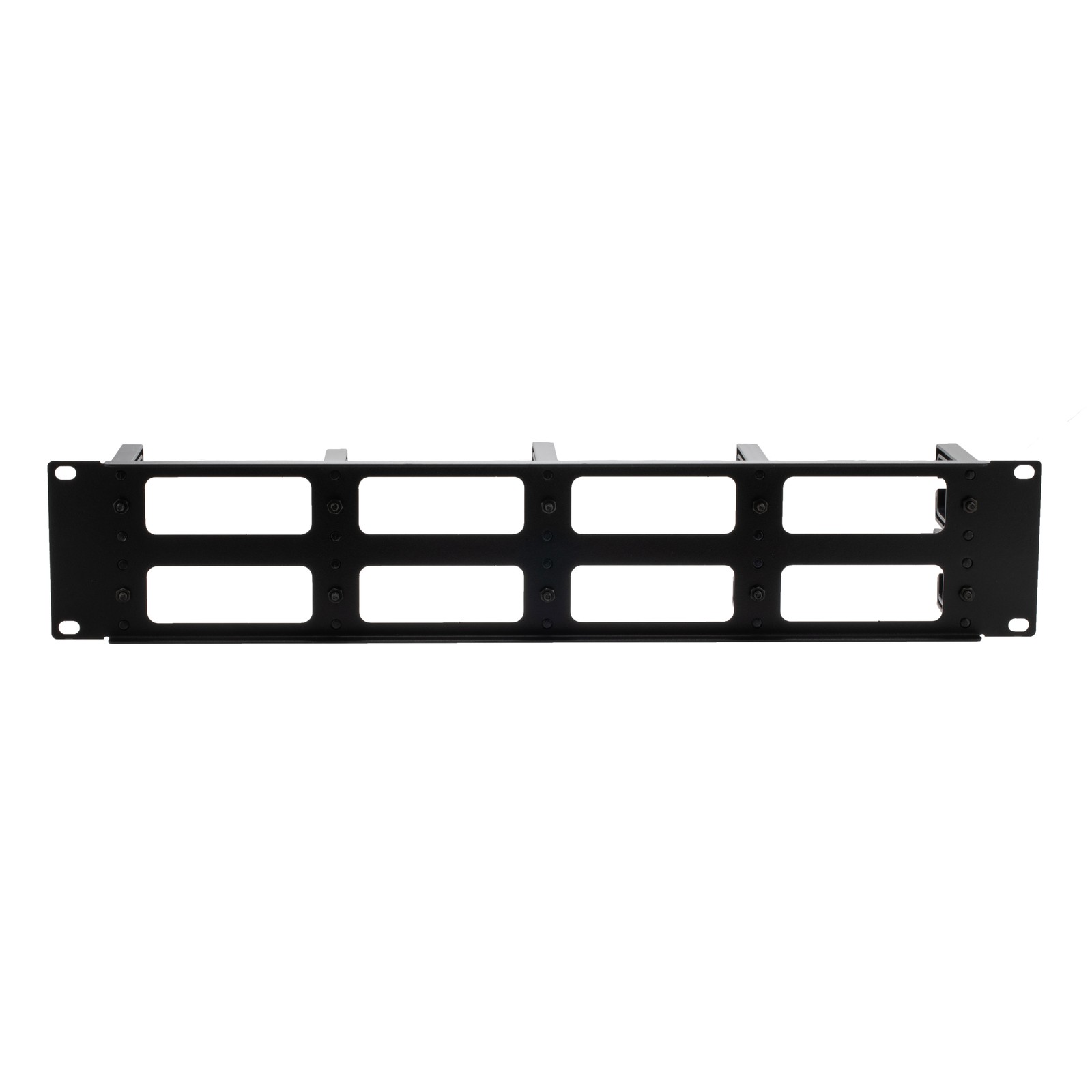 NavePoint 2U Horizontal Cable Management Panel with 5 Plastic Cable Rings,