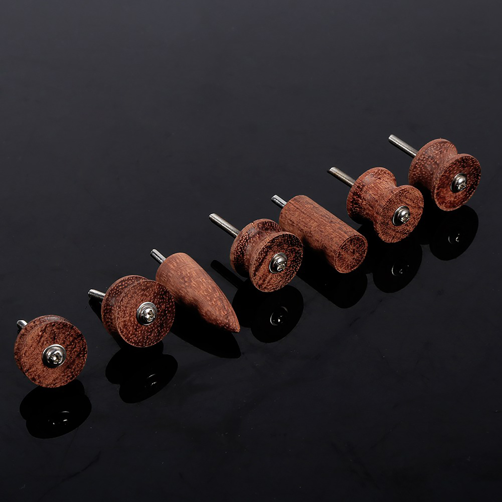 7Pcs Portable Rosewood Leather Burnisher Kit Pointed Tip Leather Slicker Tool