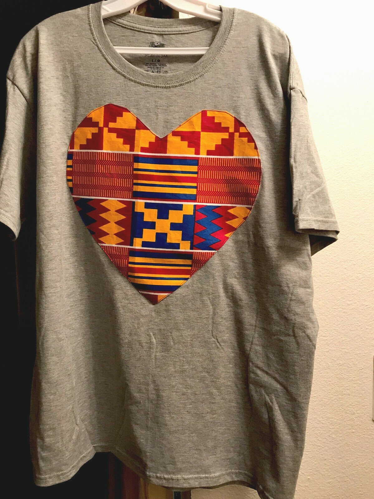 Handmade In USA African Kente Sweetheart Design Unisex T-Shirt. Makes On Demand