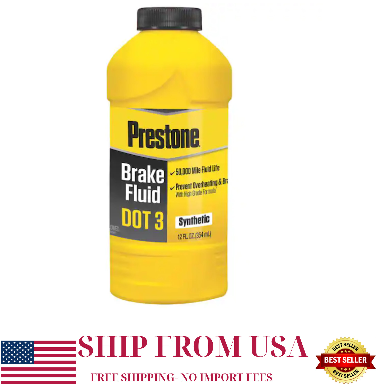 DOT 3-Brake Fluid - 12 fl. oz. - Synthetic, High Grade, 50,000 Mile