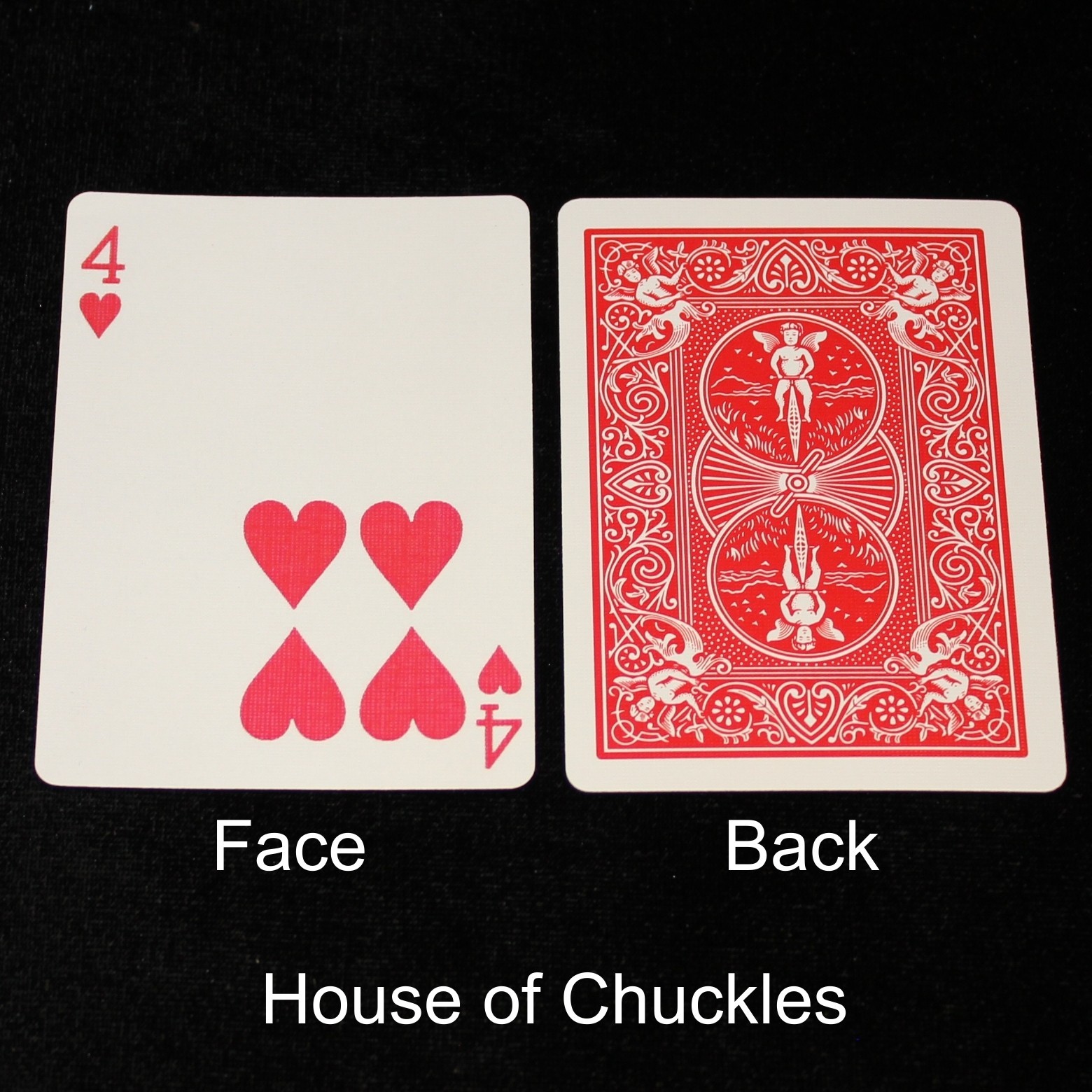 4 of Hearts, Pips in Corner, Bicycle Printed Gaff Card, Red