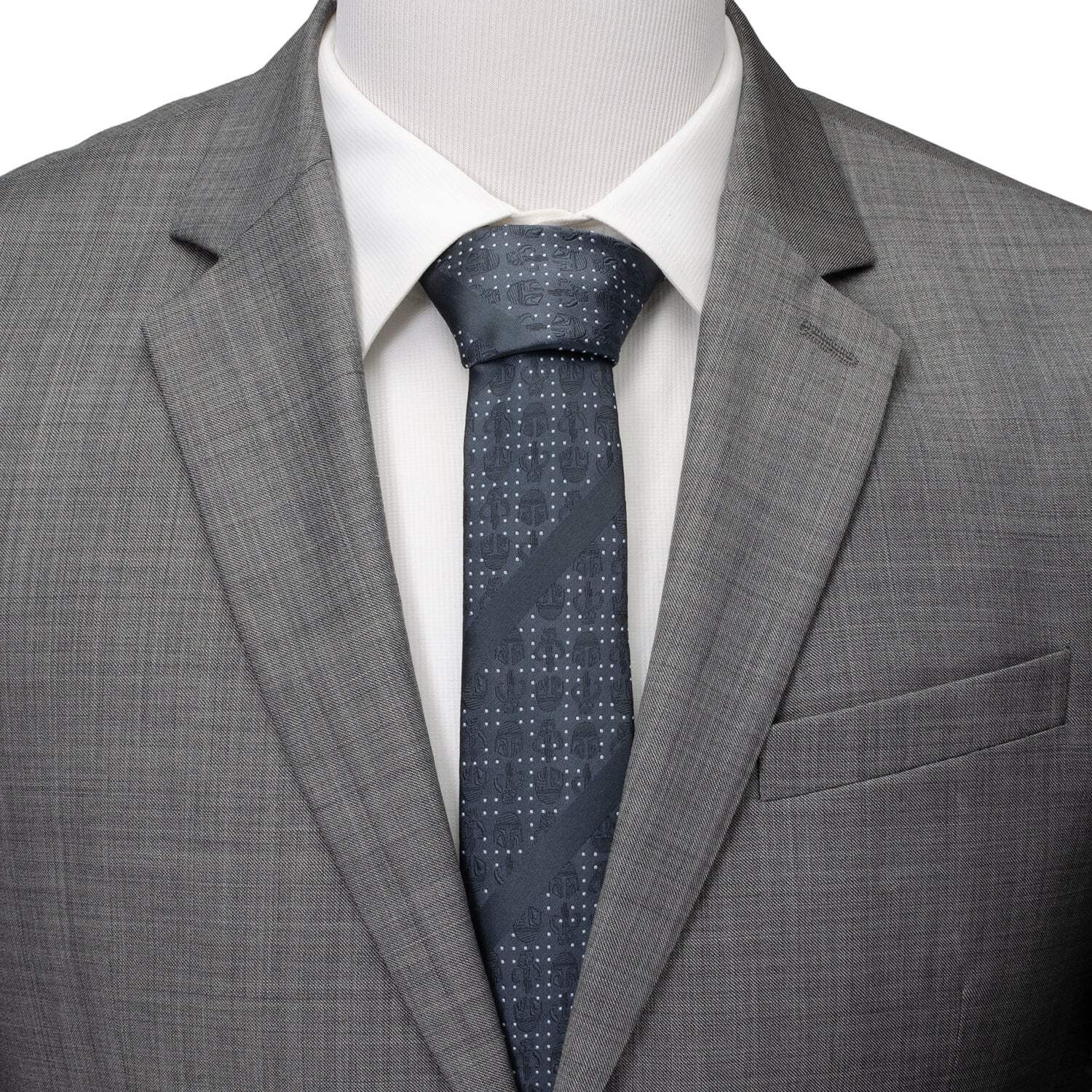 Star Wars Mandalorian Blue Dotted Striped Tie