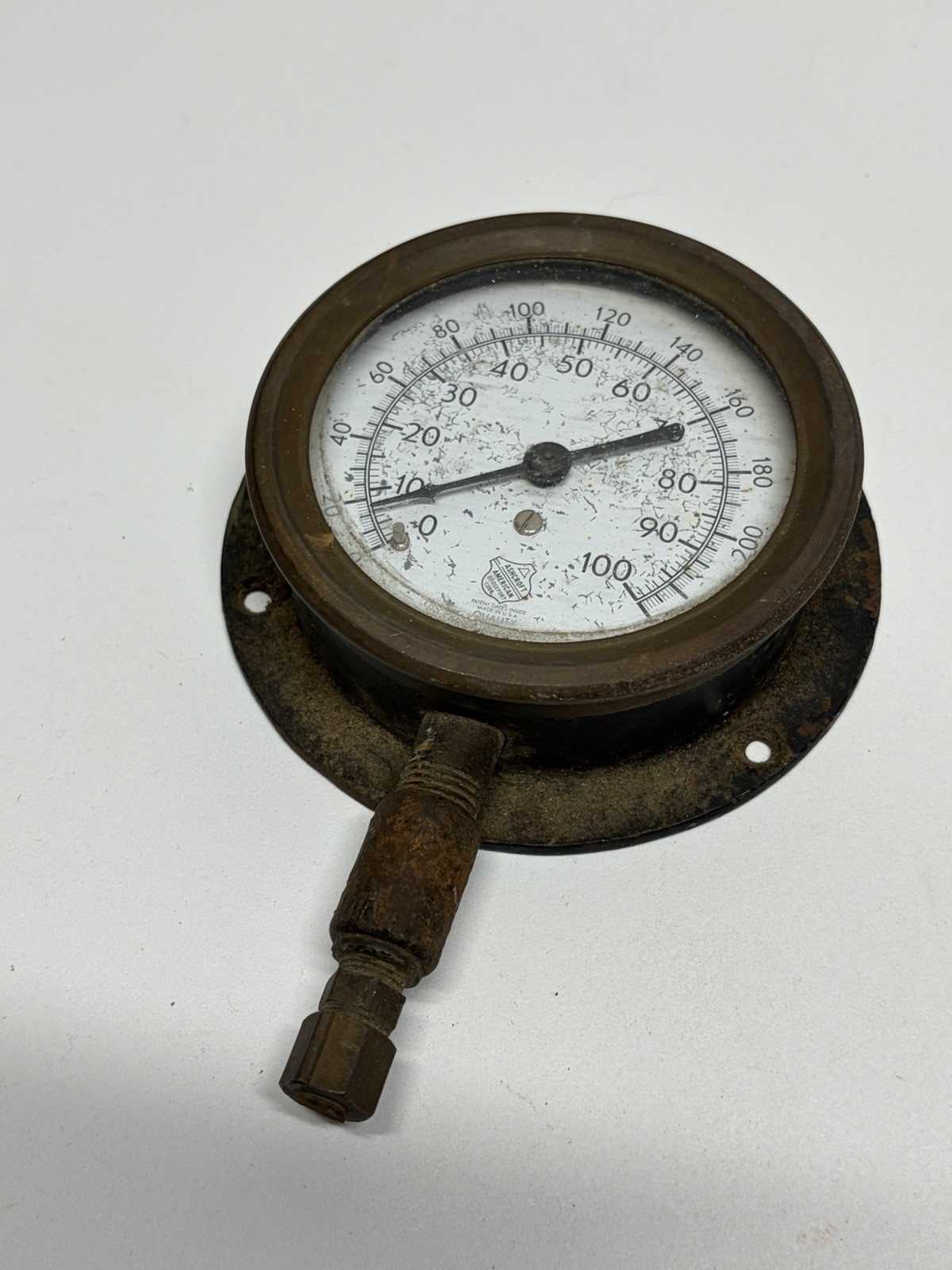 Vintage Ashcroft Steel Brass Gauge Lbs Pressure Of Water Steampunk Industrial