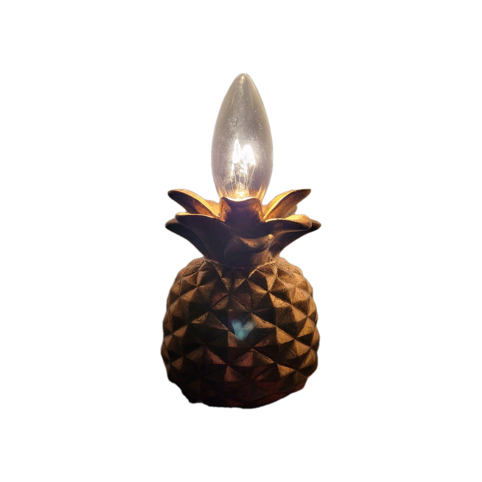 Small Goldtone Pineapple Plug In Table Light 5"