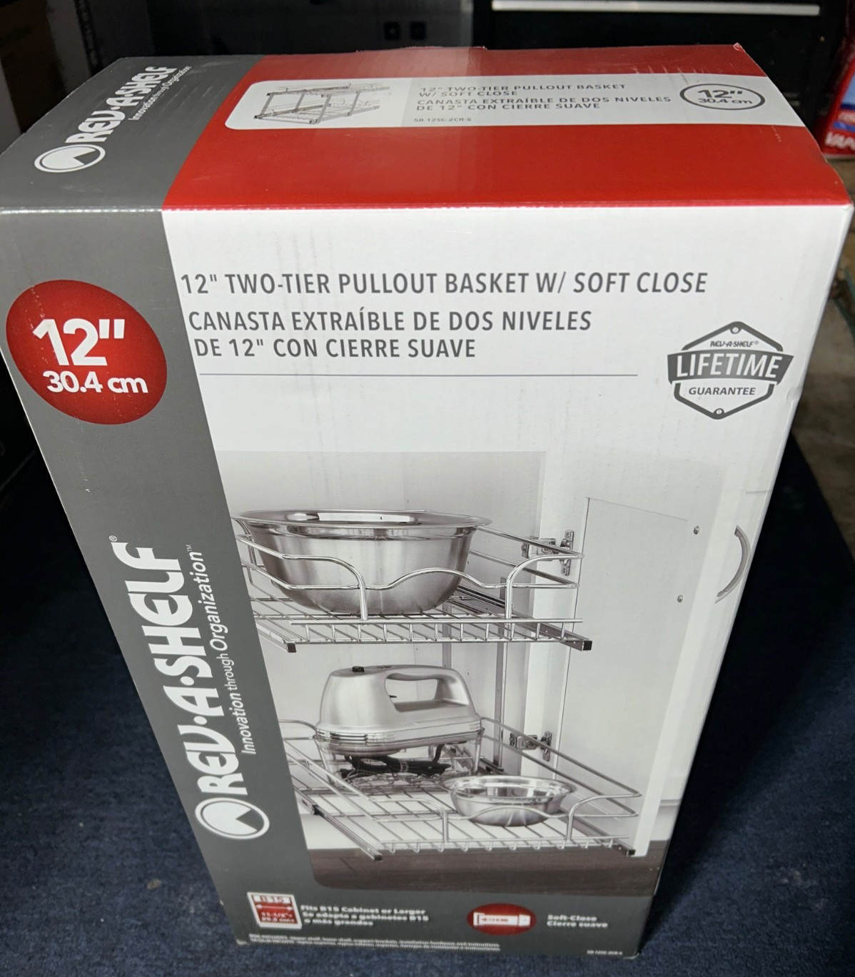 Brand New in Box Rev-A-Shelf Chrome 12 in. 2-Tier Pullout Basket w/Soft-Close