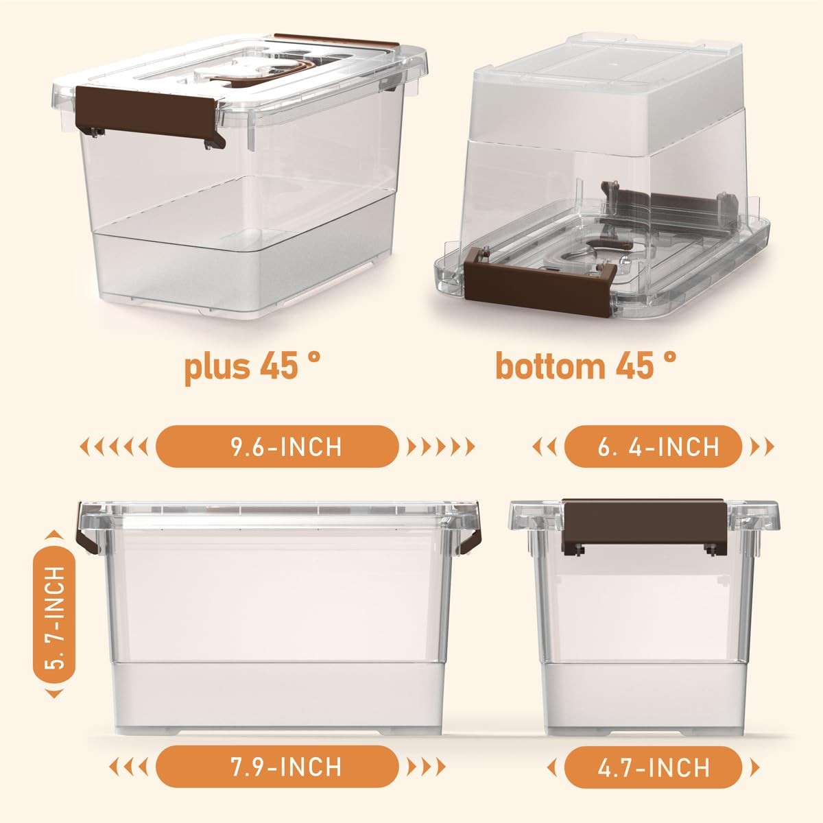 YYXB 8 Pack Plastic Storage Latch Bins, 4 Quart Clear Plastic Handle Box with...