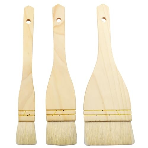 Pcs Flat Hake Brushes, Sheep Hair Bristles, Paint Brush Set for Watercolor, 3
