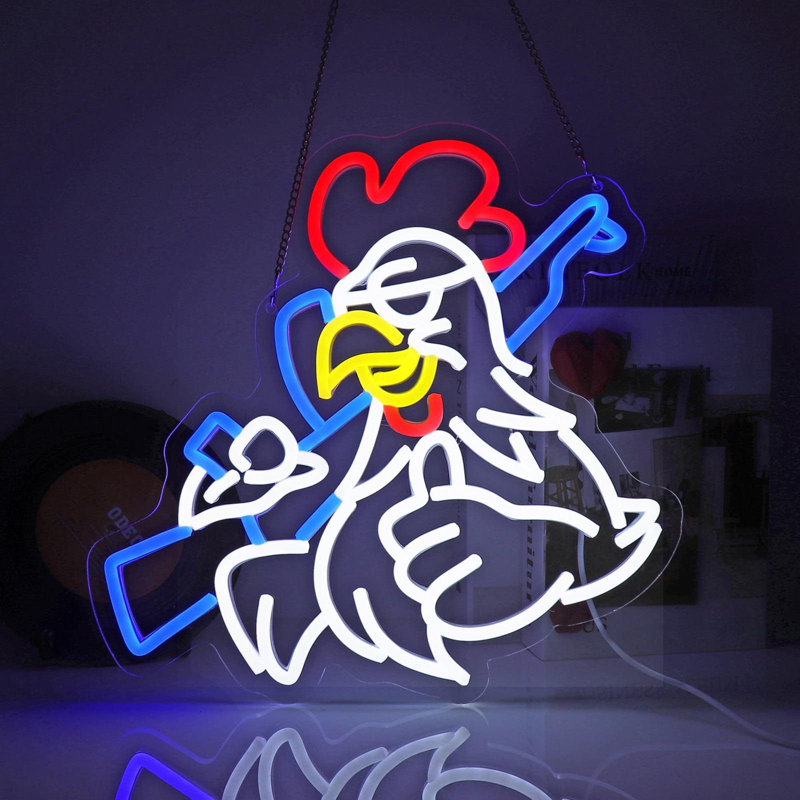 Fighting Chicken Neon Sign Boy Room Game Room Decor Bar Party Led Neon Lights...