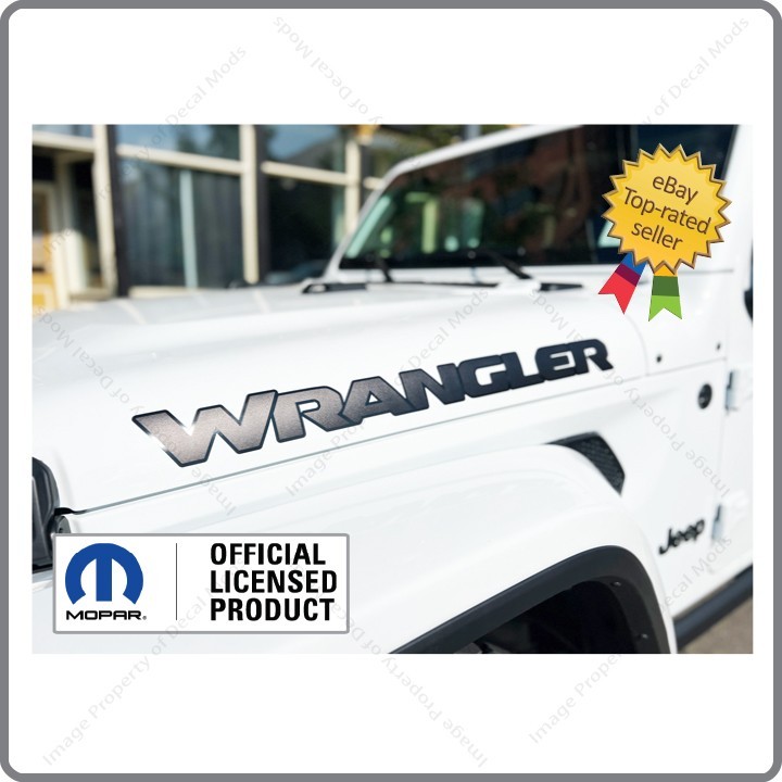 Set of 2 - Jeep WRANGLER JL Hood Decals Stickers UV Gloss and Matte Black UV1R1