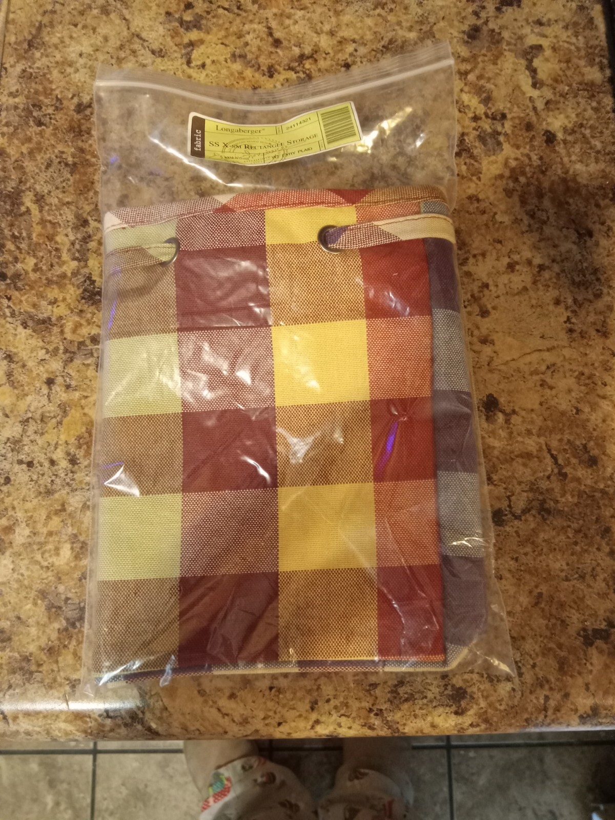 Longaberger WT Everyday PLAID SM RECTANGLE FABRIC RECTANGLE liner