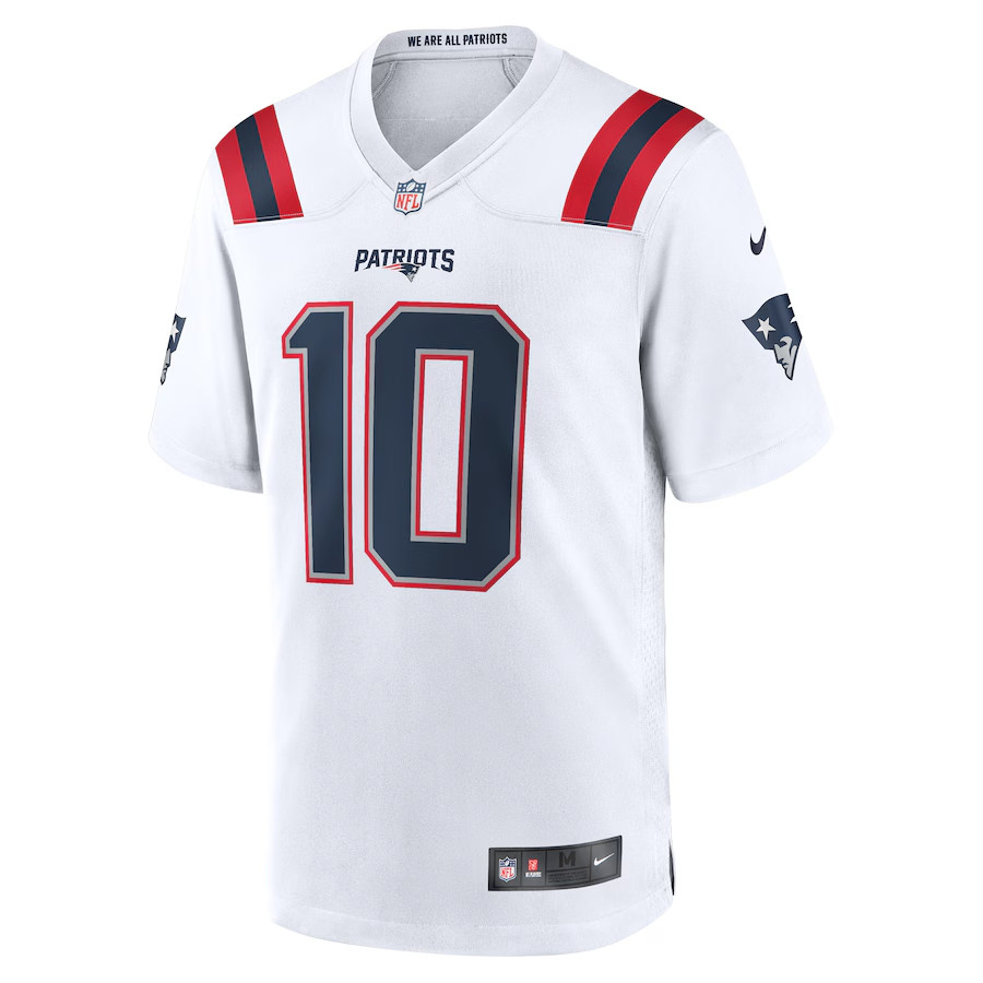 Men's Drake Maye Red Player Game Jersey - Fully Stitched