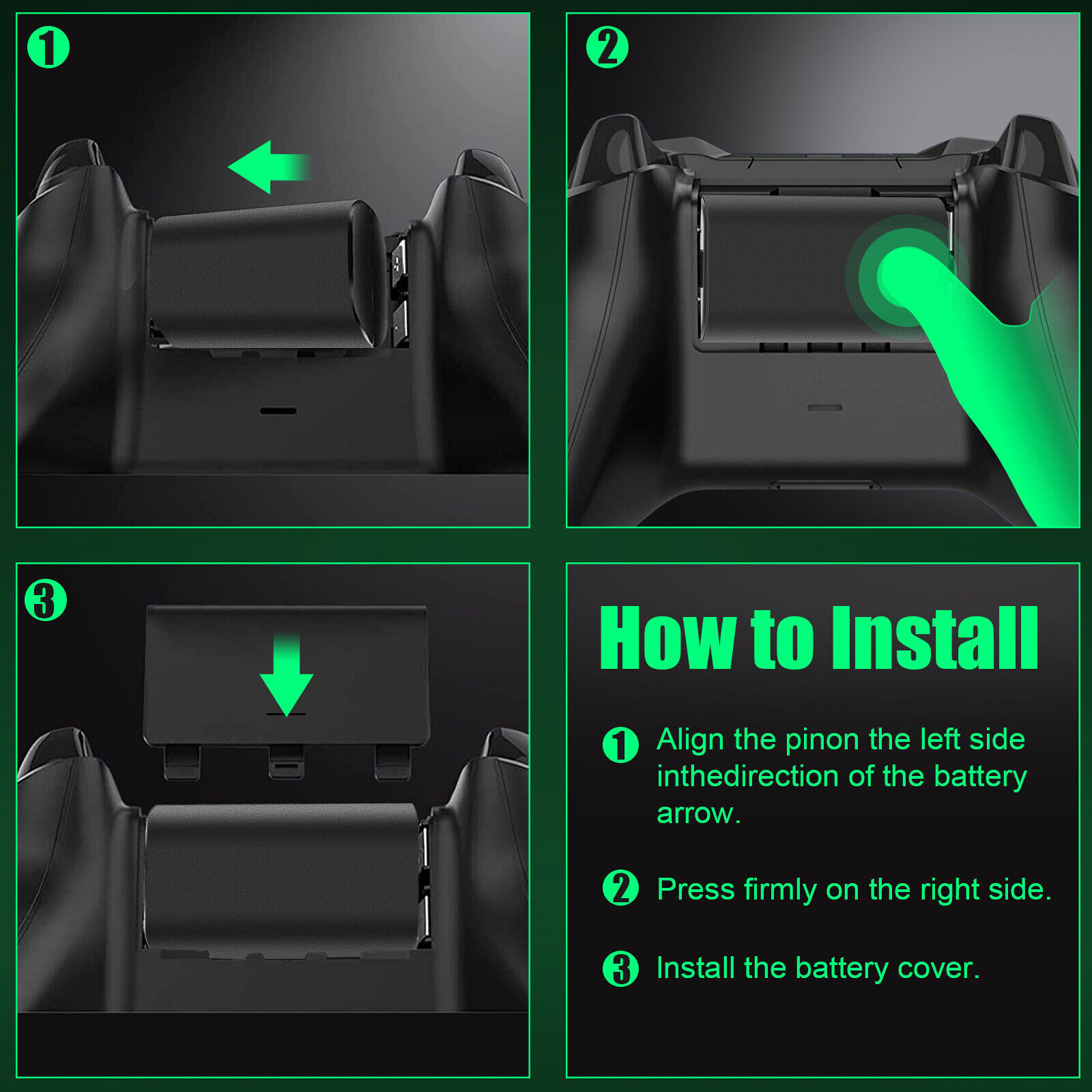 2*Rechargeable Battery+USB Charger Cable Pack For XBOX One/360/S/X Controller US