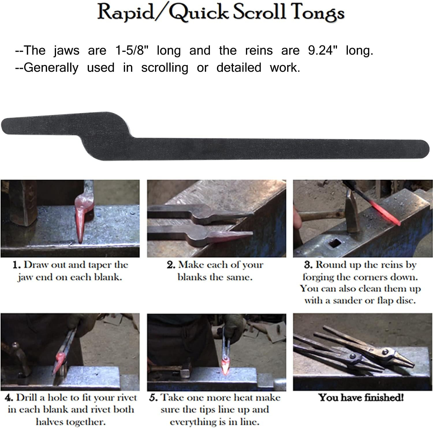 Rapid Tongs Bundle Set Five Types DIY Blacksmith Tongs with Rivet, Rapid Bolt/Fl