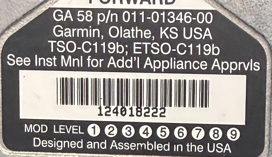 Antenna GA58 011-01346-00 Removed Working