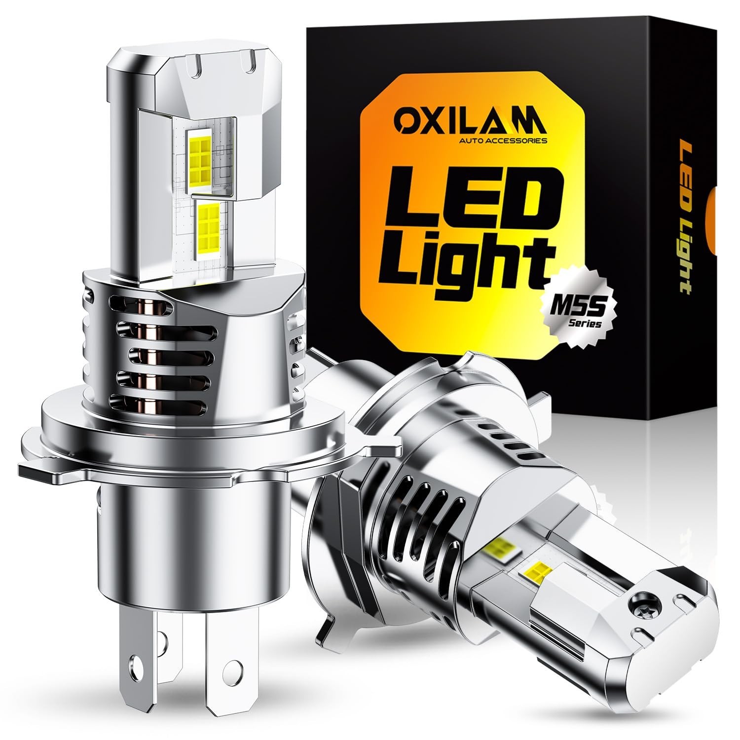 OXILAM HB2 9003 H4 LED Bulbs, 900% Ultra Bright, 40000LM, No Polarity, Plug-N...