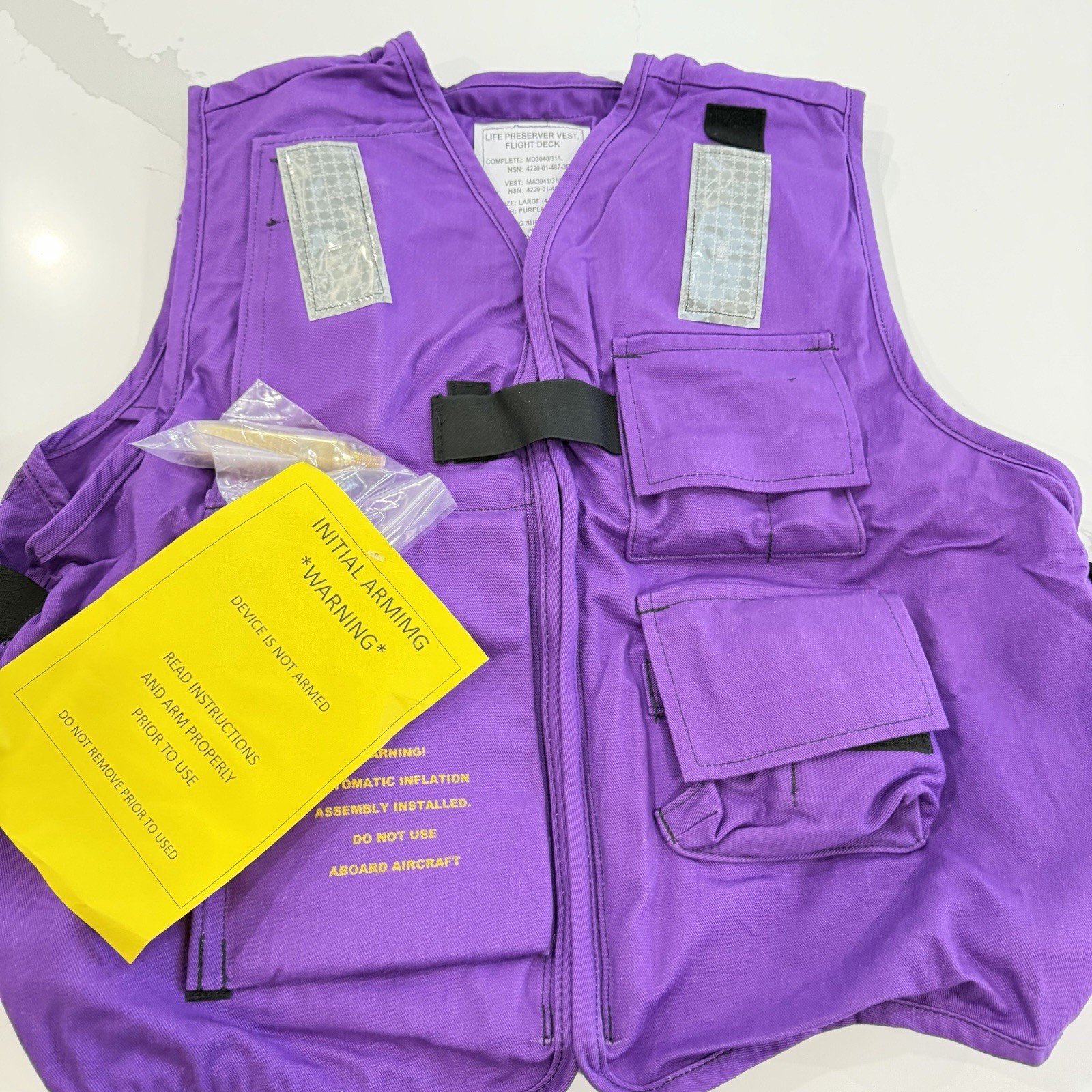 Mustang Survival Flight Deck Vest (Purple) Large MK 1 w/Dye Bag Strobe Whistle