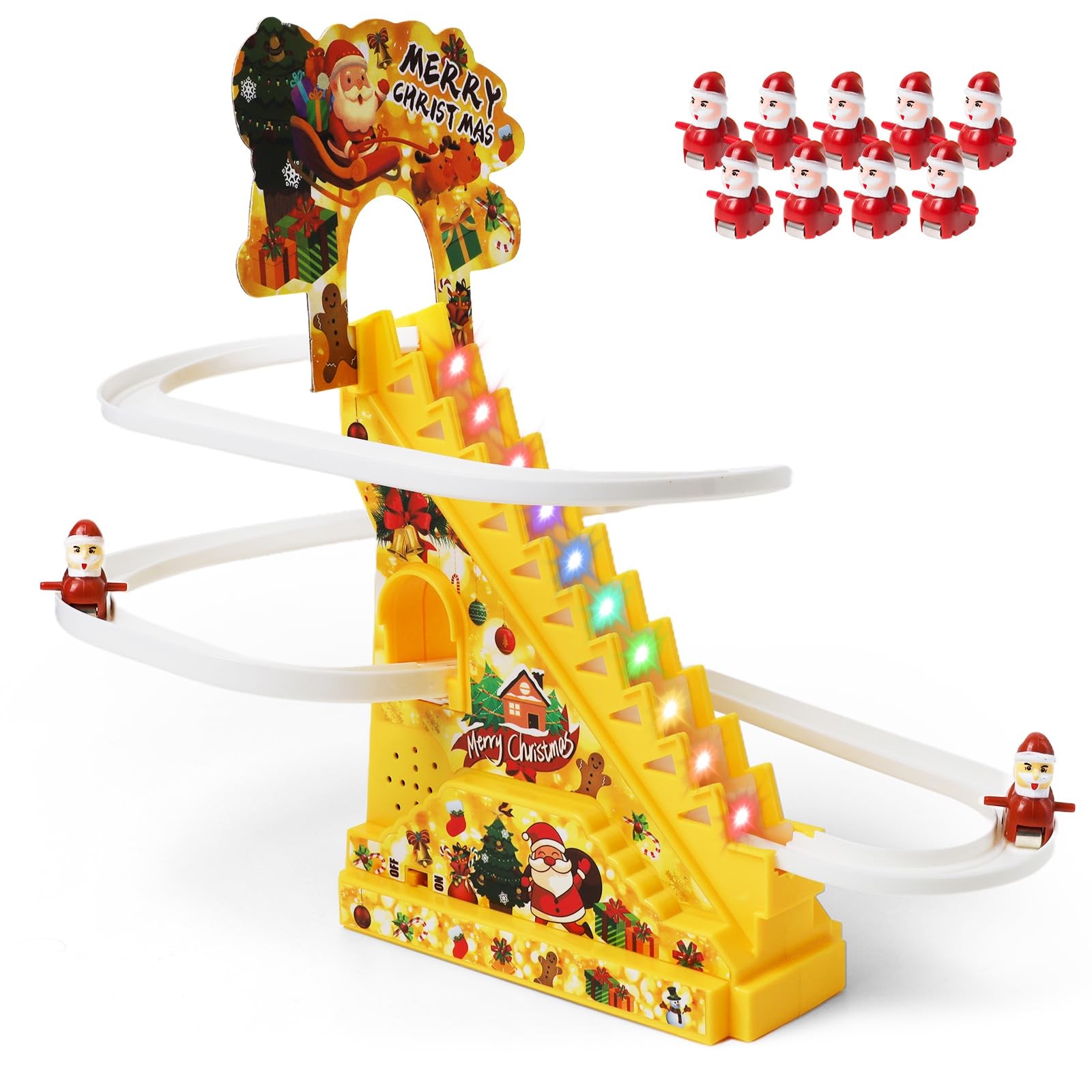 YIYZAOF Santa Climbing Stair Slide Toy for 10.63 x 5.9 x 9.44 inches, Yellow